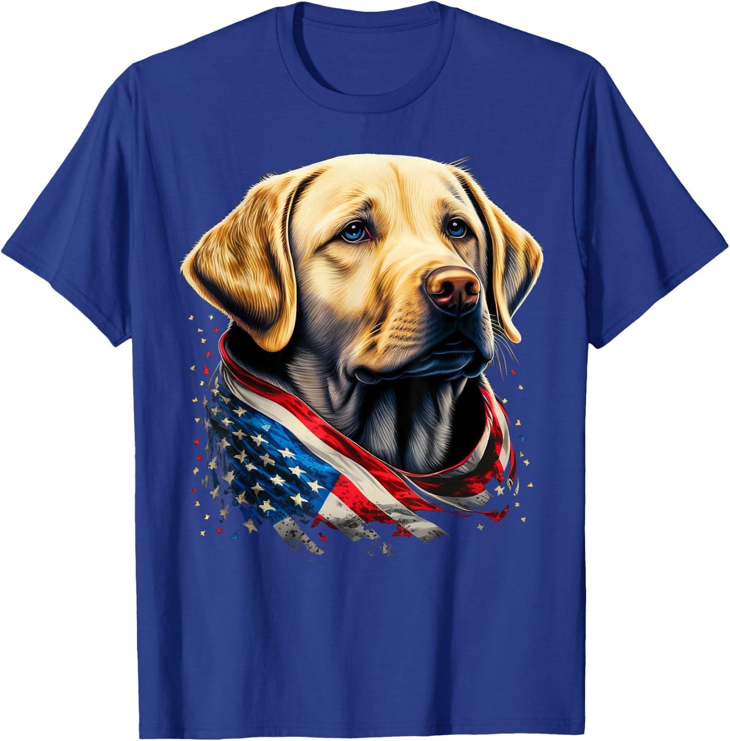 USA 4th Of July Yellow Patriotic American Labrador Retriever T-Shirt - T-Shirt | Royal