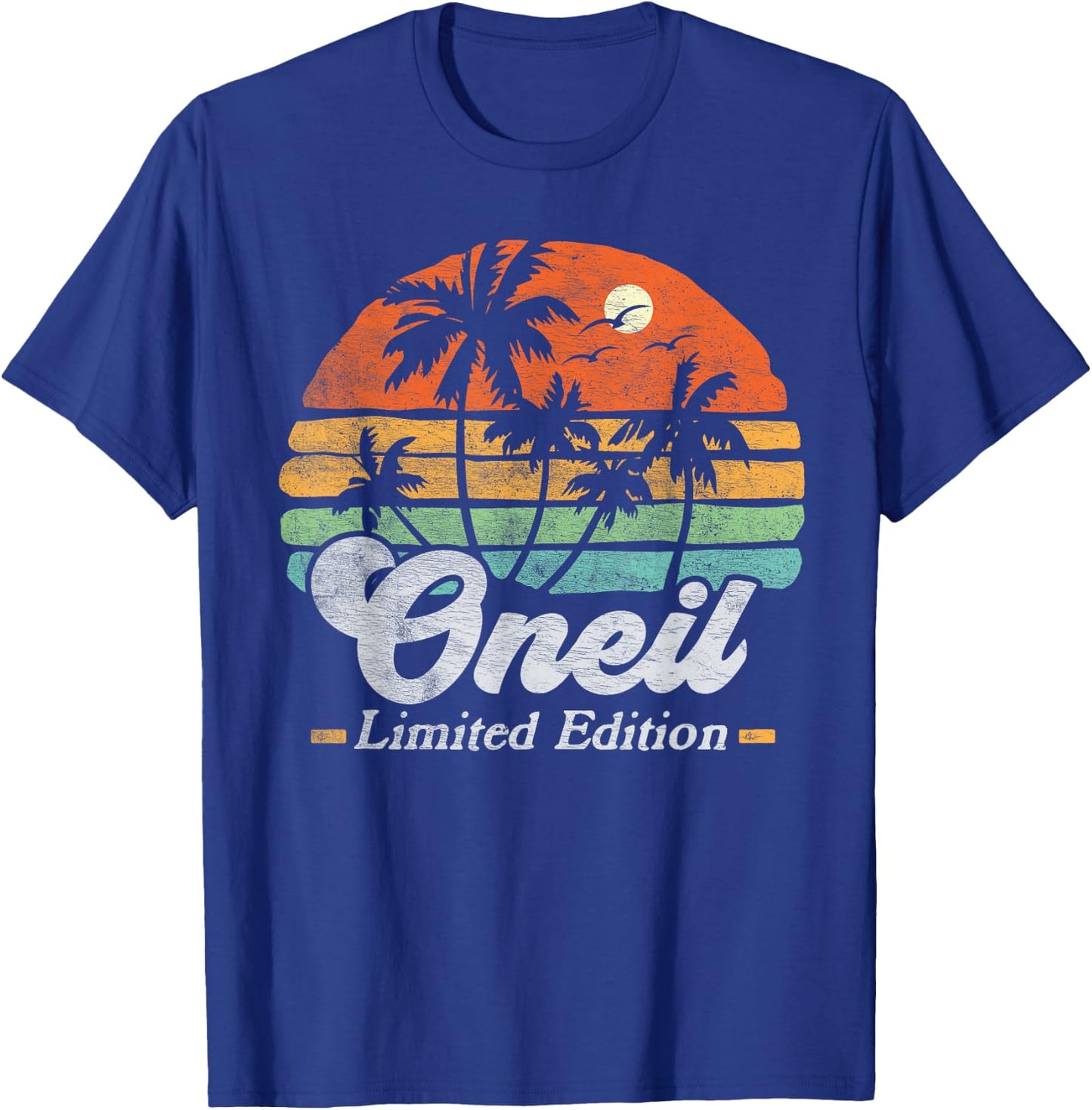 Oneil Surname Funny Retro 90s Birthday Beach Family Vacation T-Shirt - T-Shirt | Royal