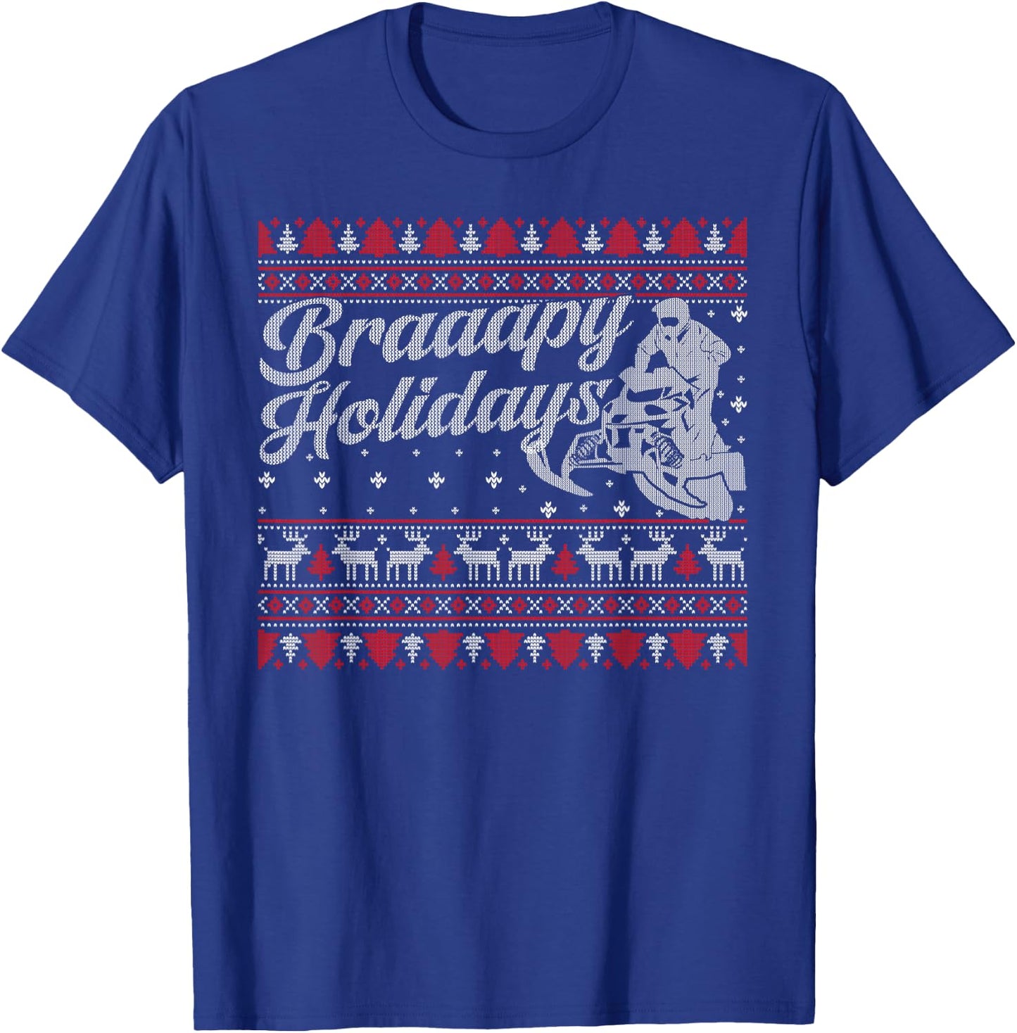 Braapy Holidays Funny Sled Snowmobile Braap Ugly Christmas T-Shirt - T-Shirt | Royal