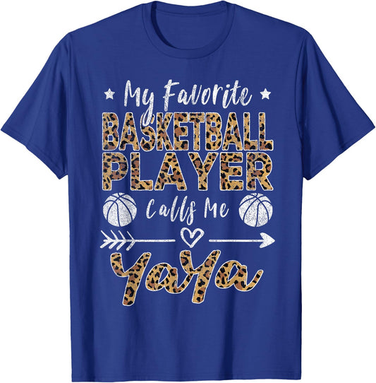 My Favorite Basketball Player Calls Me Yaya Grandma Leopard T-Shirt - T-Shirt | Royal