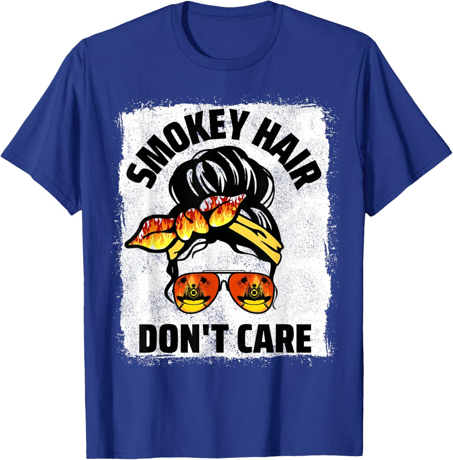 Firefighting Hair Don't Care Messy Bun Firefighter Women T-Shirt - T-Shirt | Royal
