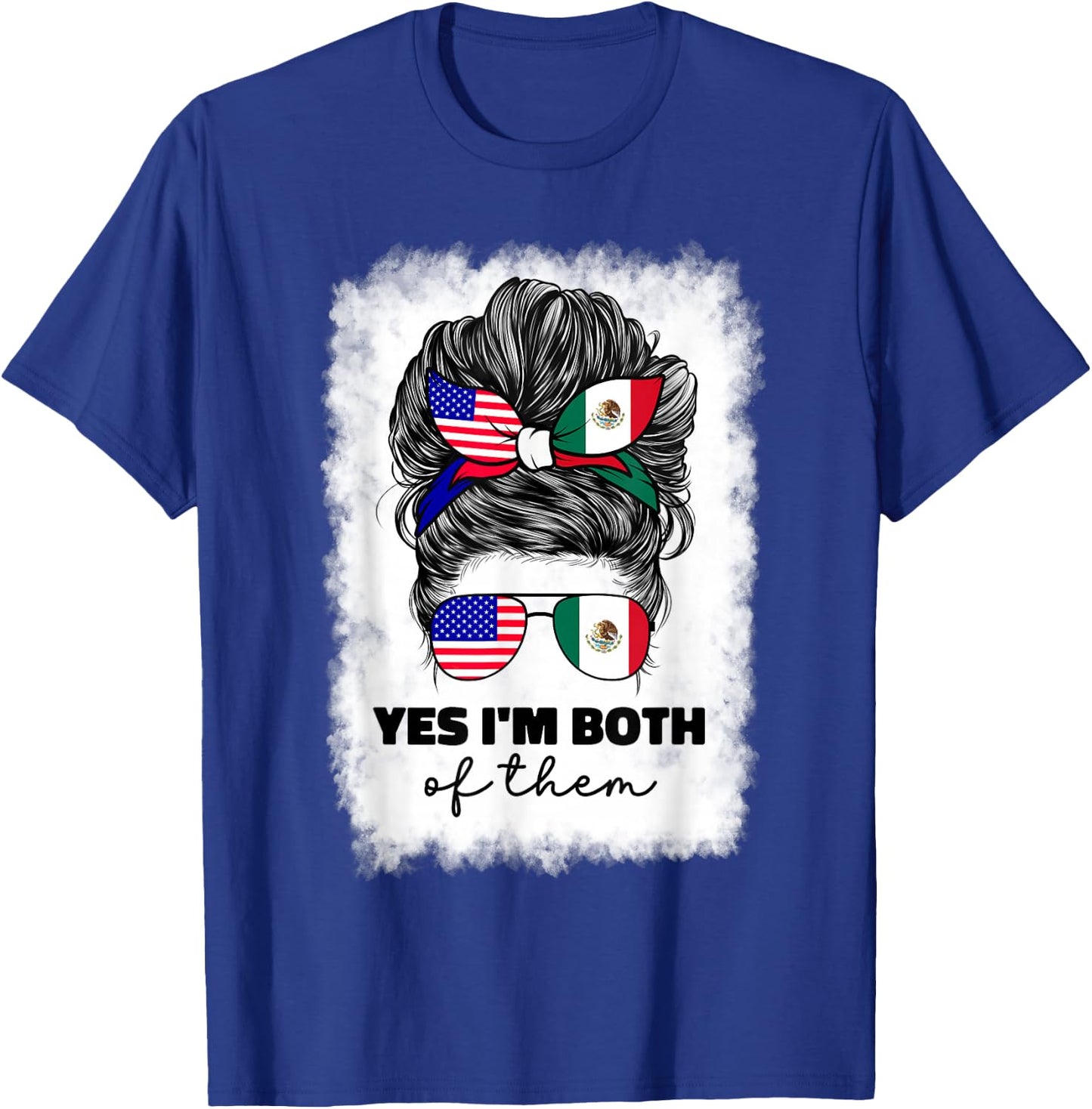 Half Mexican and American Mexico America USA Flag Girl Woman T-Shirt - T-Shirt | Royal