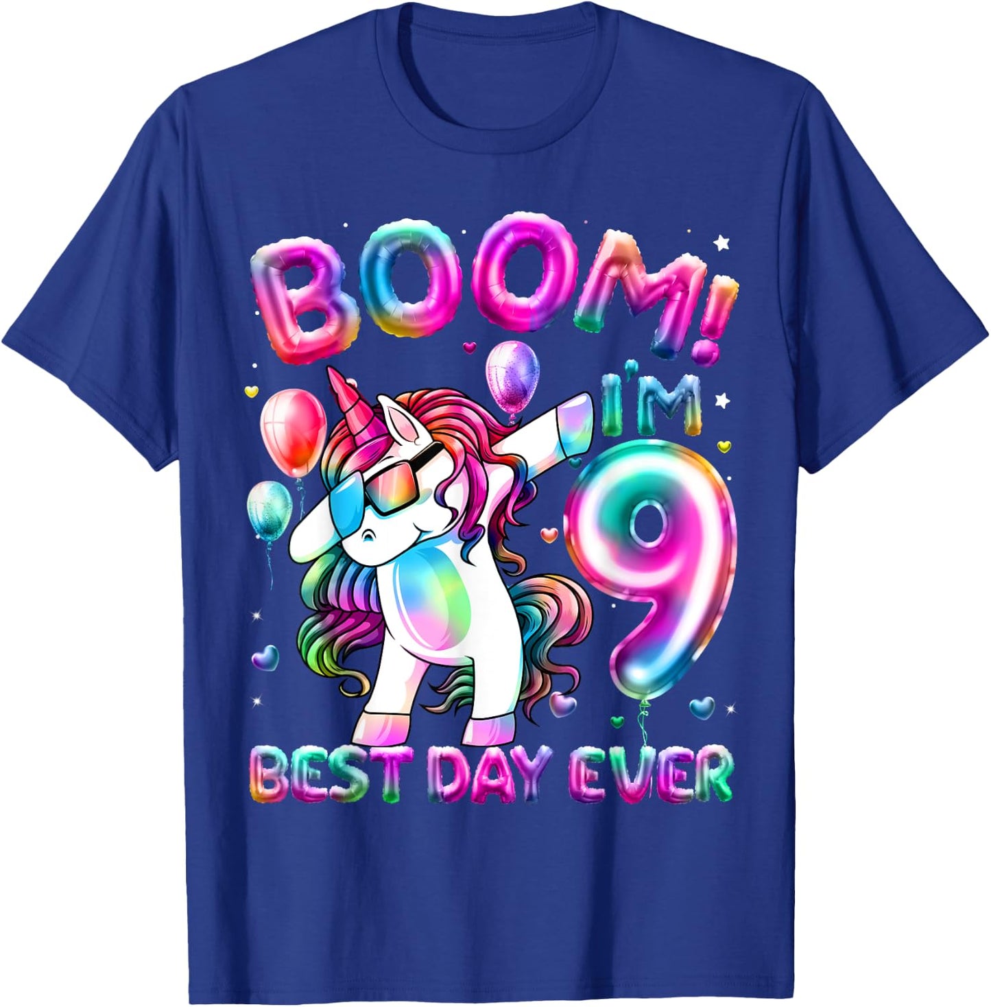 9 Years Old Dabbing Unicorn Gifts 9th Birthday Girl Party T-Shirt - T-Shirt | Royal