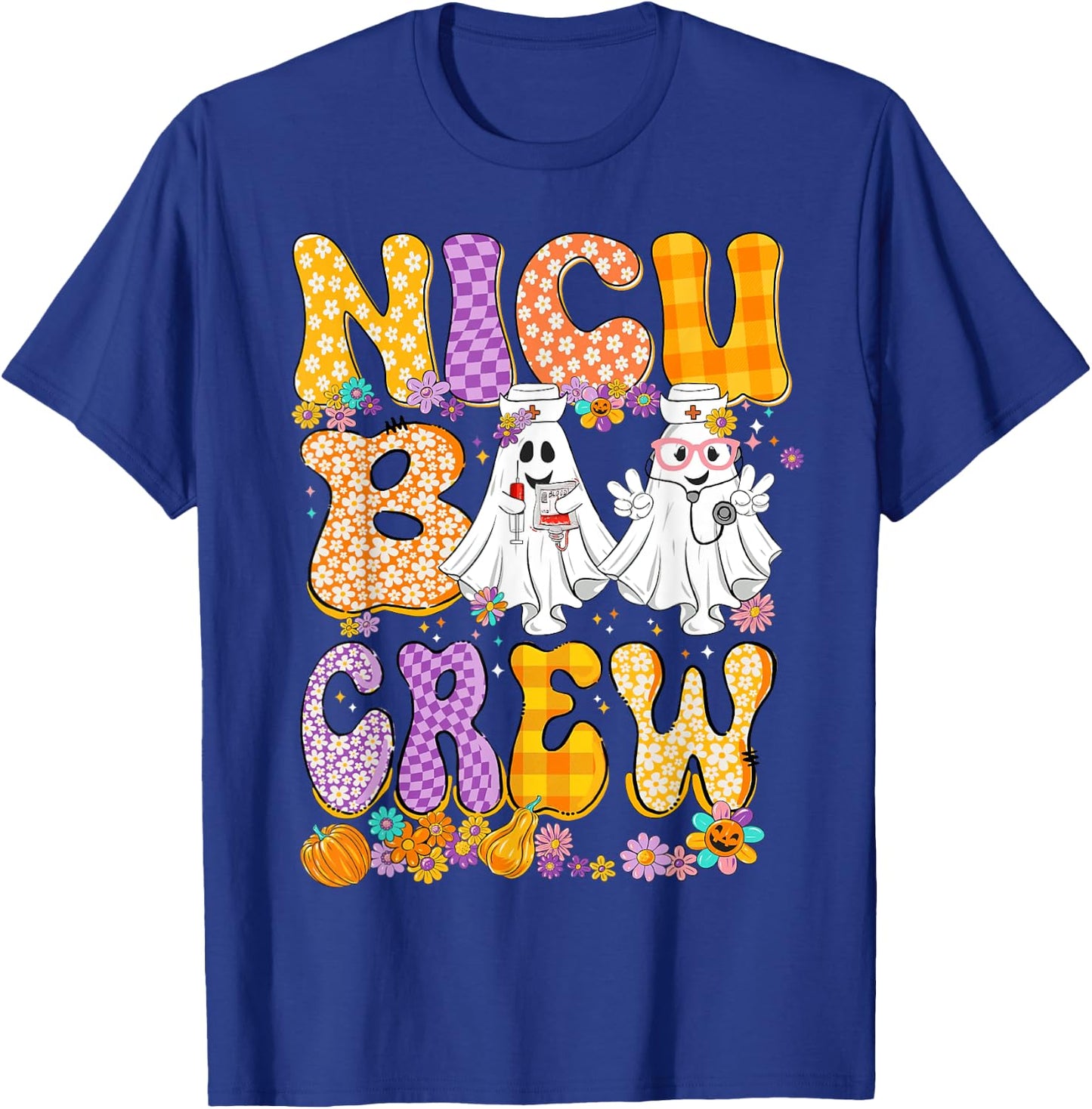 Retro NICU Boo Crew Stethoscope NICU Nurse Halloween Costume T-Shirt - T-Shirt | Royal