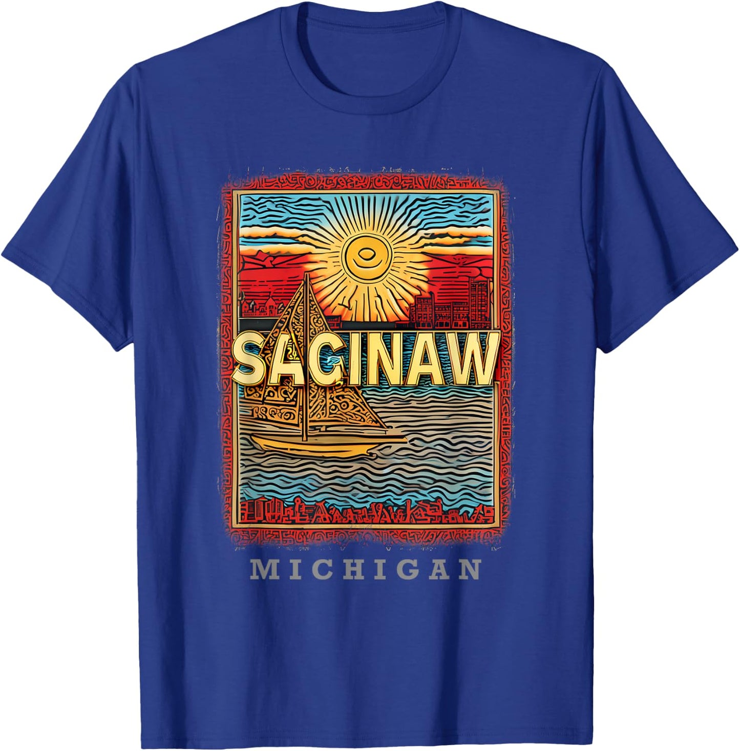 Saginaw Michigan MI Riverside Charm SD915 T-Shirt - T-Shirt | Royal