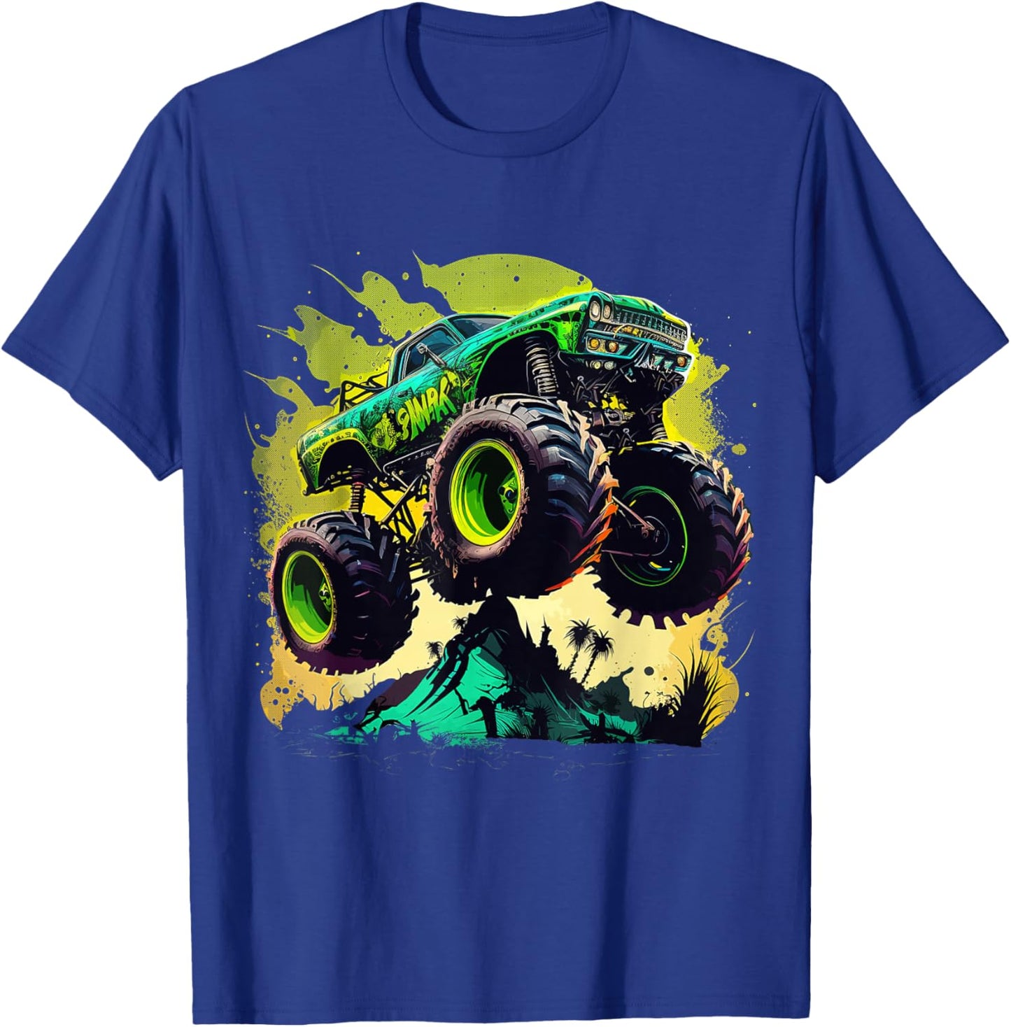 Retro Vintage Monster Truck Retro Sunset Monster Truck Boys T-Shirt - T-Shirt | Royal