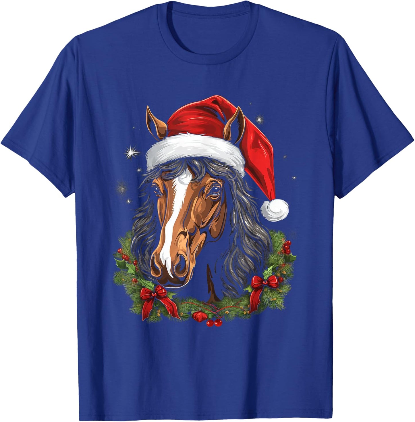 Horse with x-mas hat - Christmas Horse Santa T-Shirt - T-Shirt | Royal