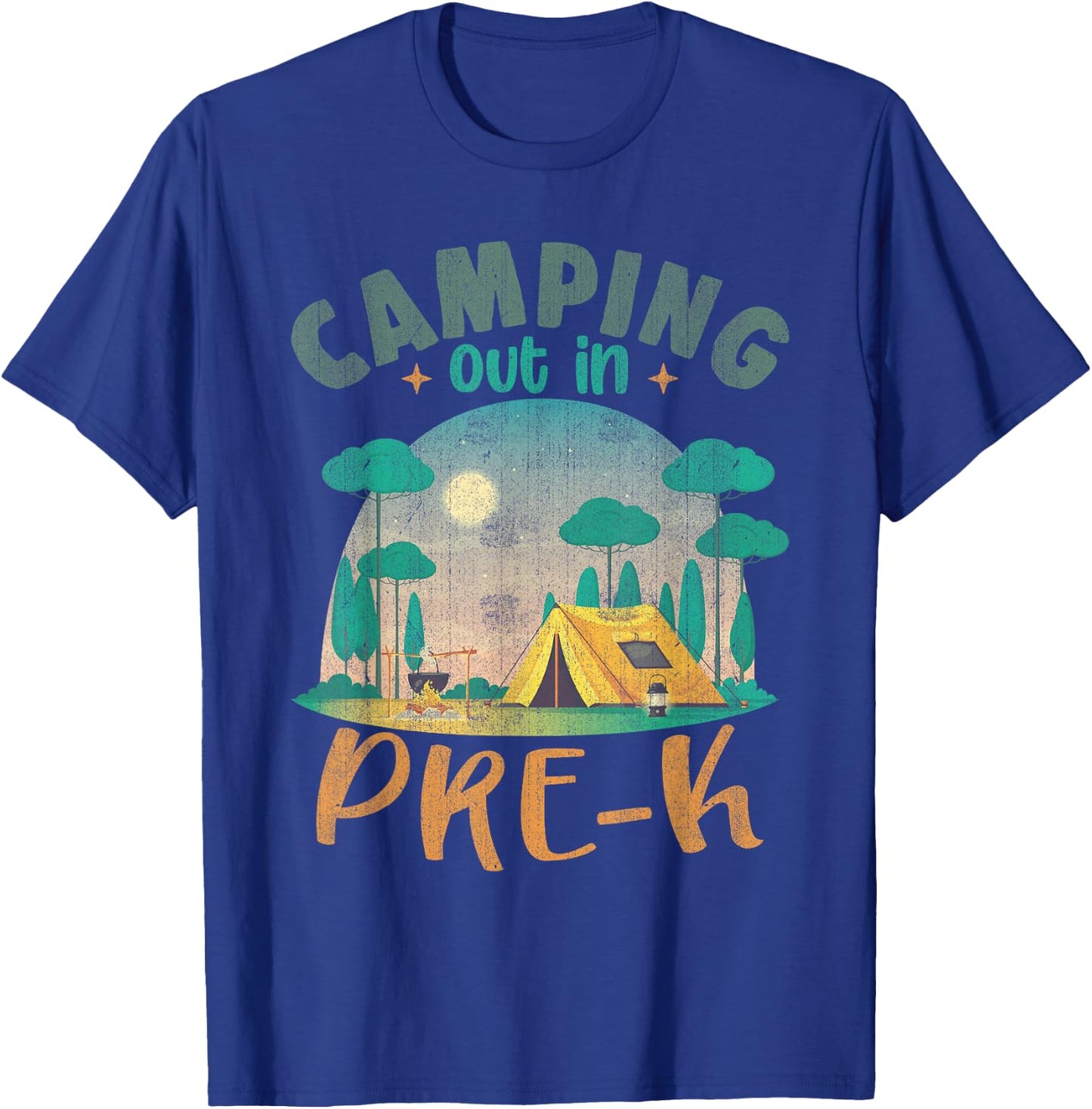 Camping Out In Pre K Funny School T-Shirt - T-Shirt | Royal