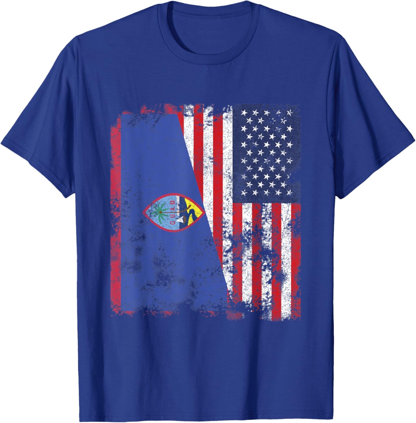 Guam USA Flag Distressed - Half American Kids Men T-Shirt - T-Shirt | Royal
