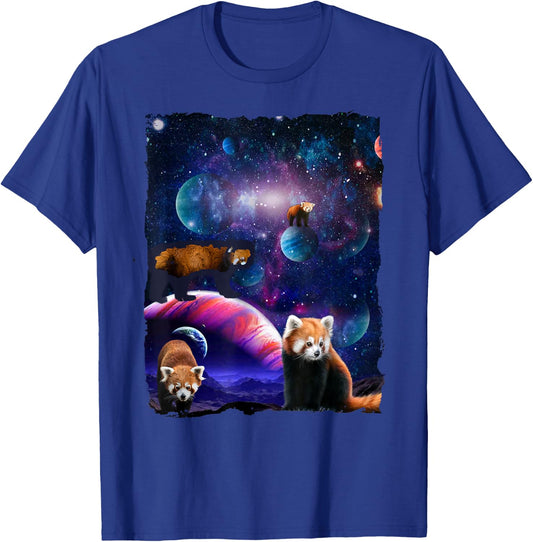 Red Pandas Wild Animal Universe Galaxy Stars lesser panda T-Shirt - T-Shirt | Royal