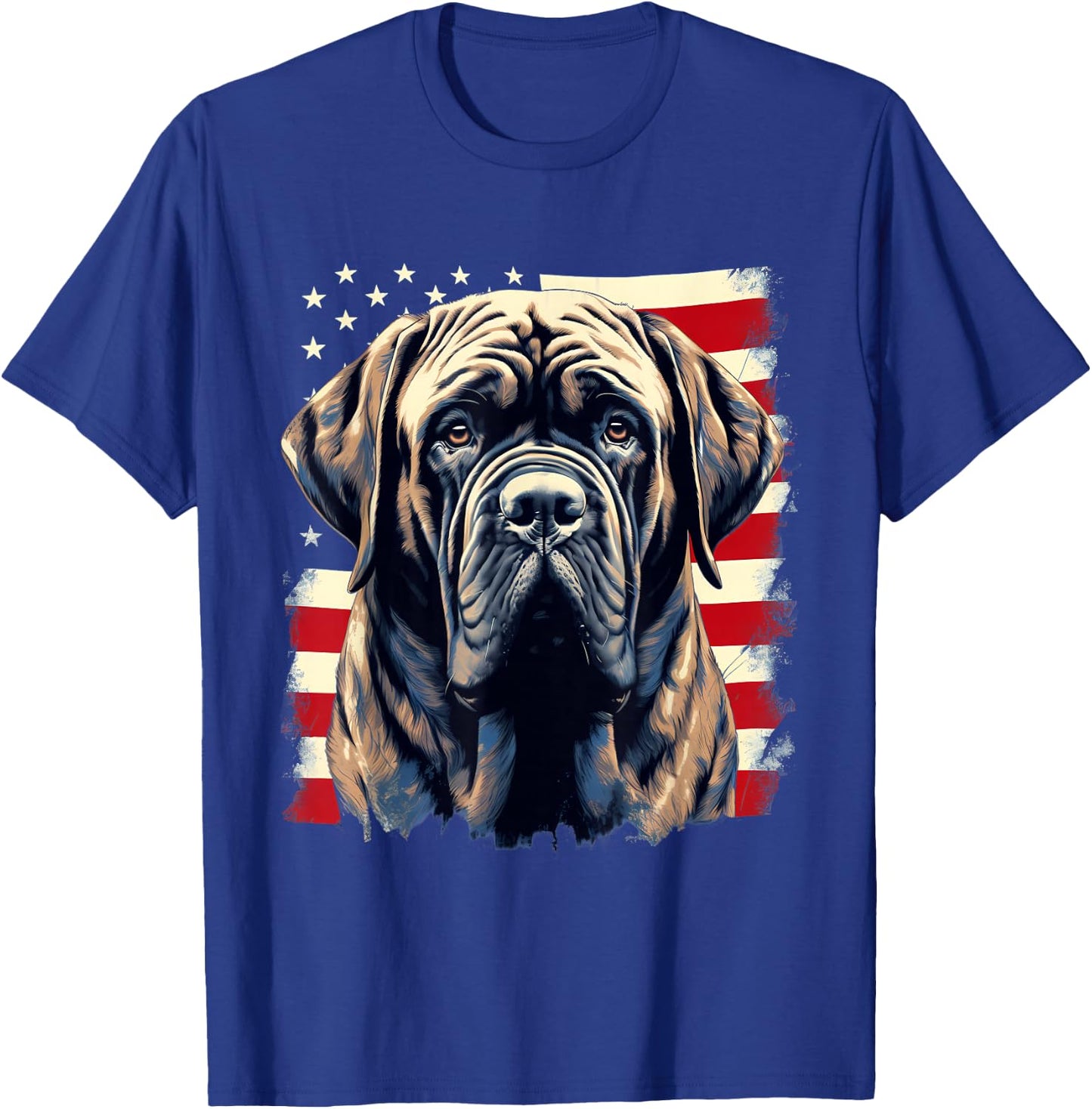 4th of July US Flag English Mastiff Dog T-Shirt - T-Shirt | Royal