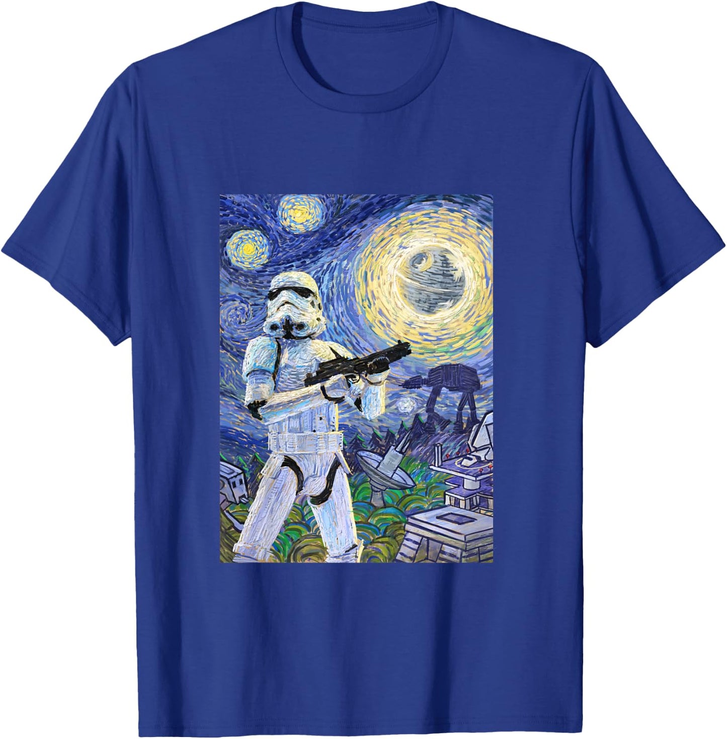 Kids Star Wars Classic Stormtrooper Van Gogh Starry Night Print T-Shirt - T-Shirt | Royal