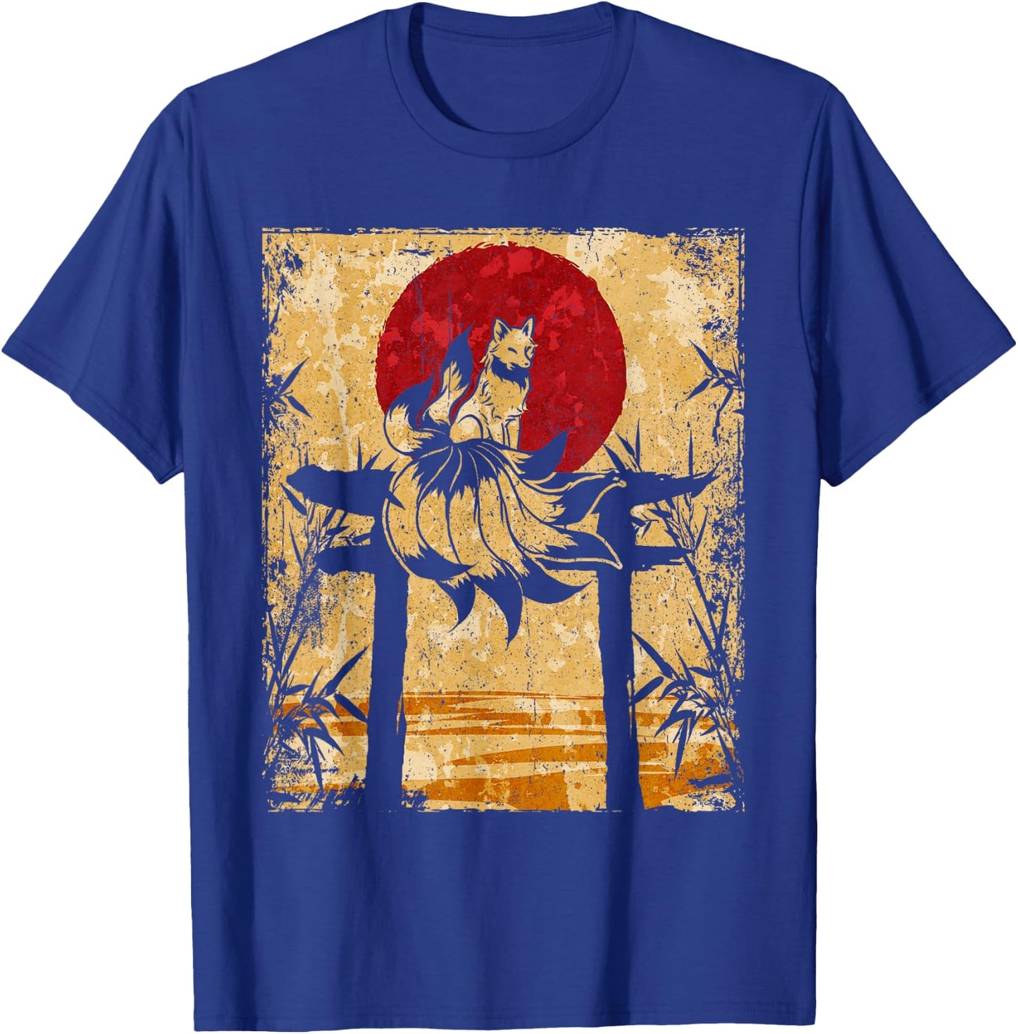 Nine-tailed fox Japanese retro art T-Shirt - T-Shirt | Royal