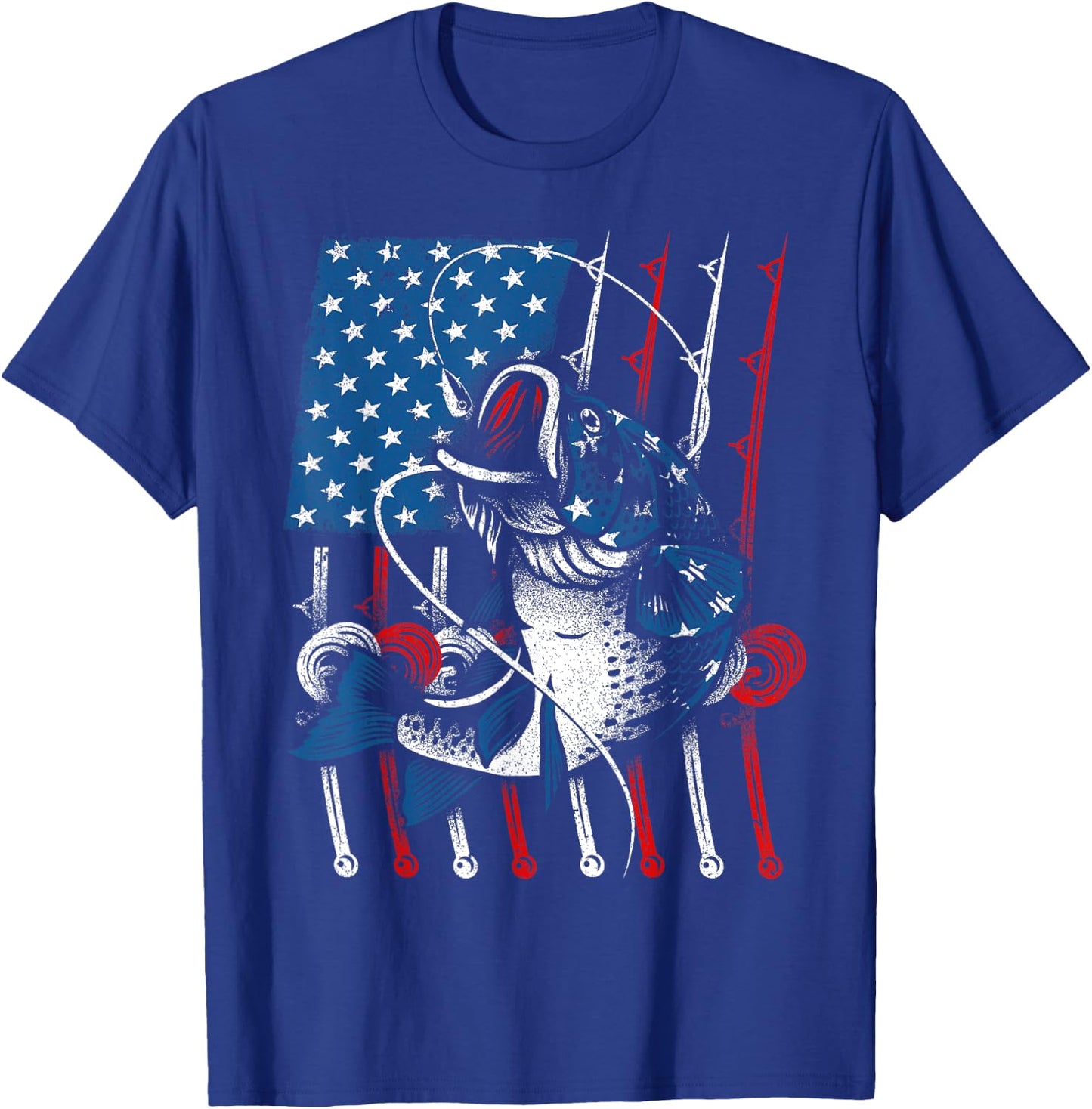 Cool Fishing Women American Flag USA Fish Lover T-Shirt - T-Shirt | Royal
