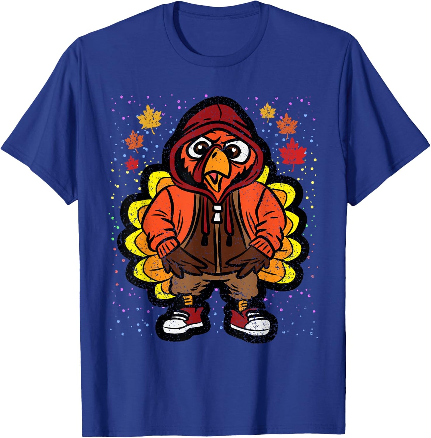 Turkey Gangster Thanksgiving Day Funny Bird Fall Autumn T-Shirt - T-Shirt | Royal