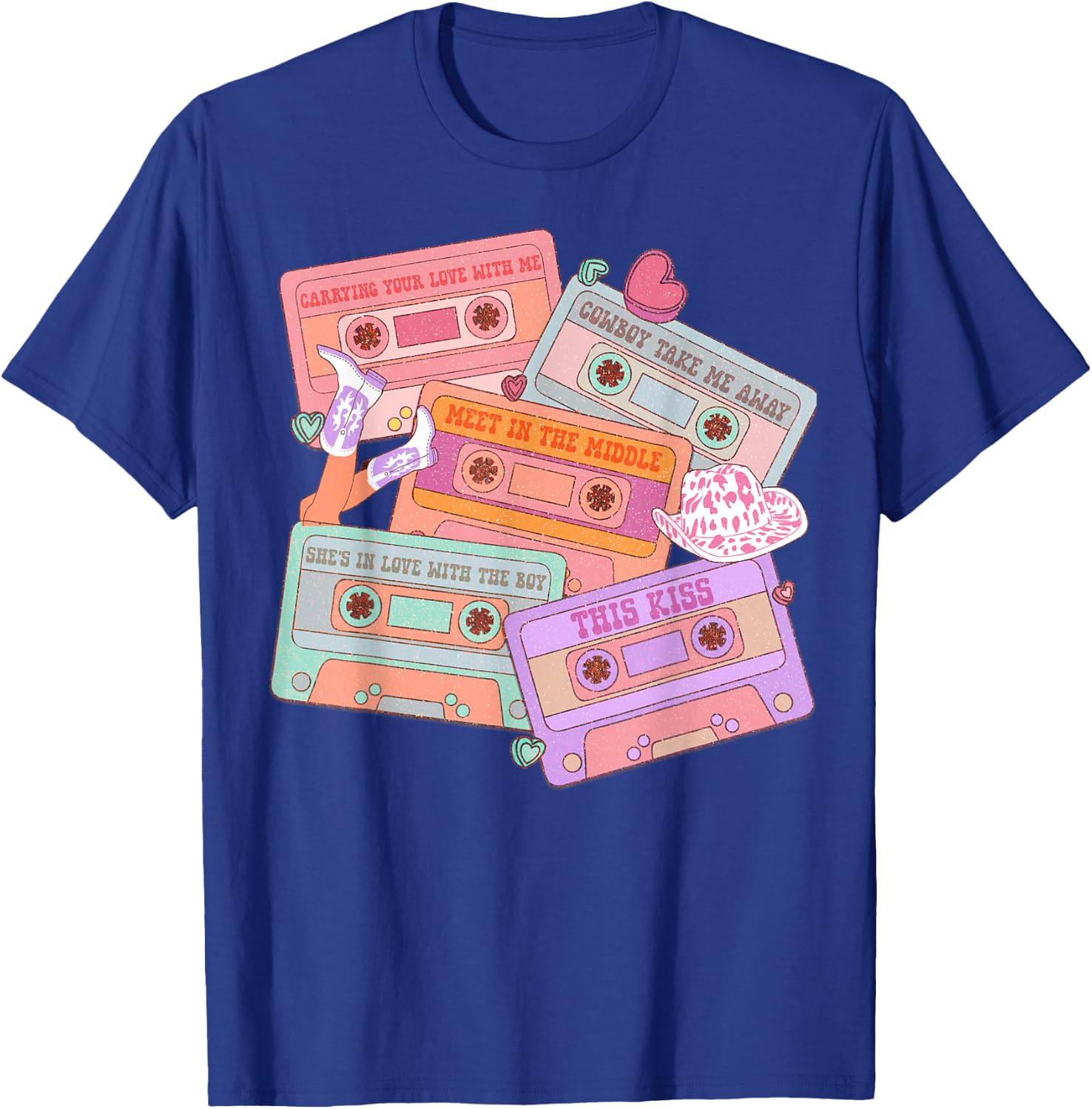 Western 90's Cassette Tape Country Music Cowgirl Cowboy T-Shirt - T-Shirt | Royal