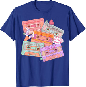 Western 90's Cassette Tape Country Music Cowgirl Cowboy T-Shirt - T-Shirt | Royal