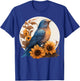 Cute Bluebird Sunflower Floral Watercolor Bluebird T-Shirt - T-Shirt | Royal