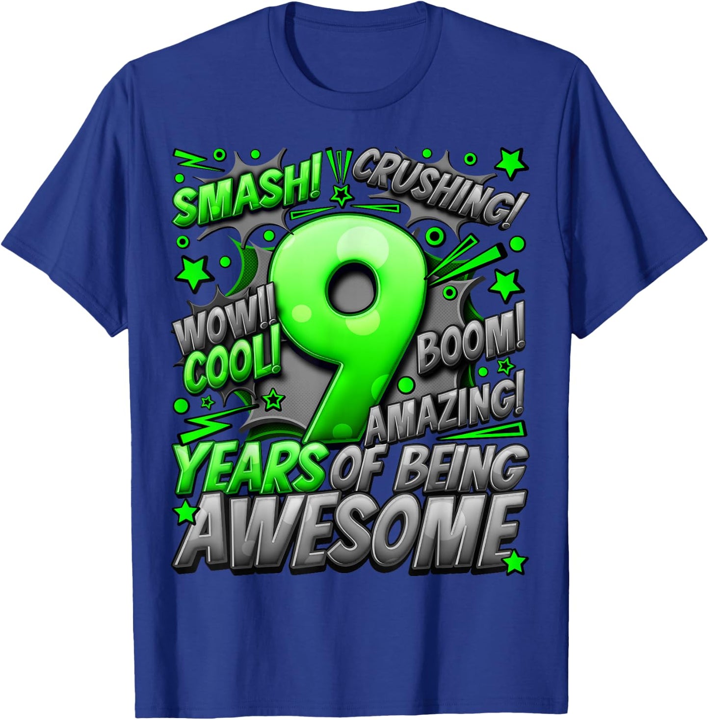 9th Birthday Comic Style Awesome Since 2014 9 Year Old Boy T-Shirt - T-Shirt | Royal