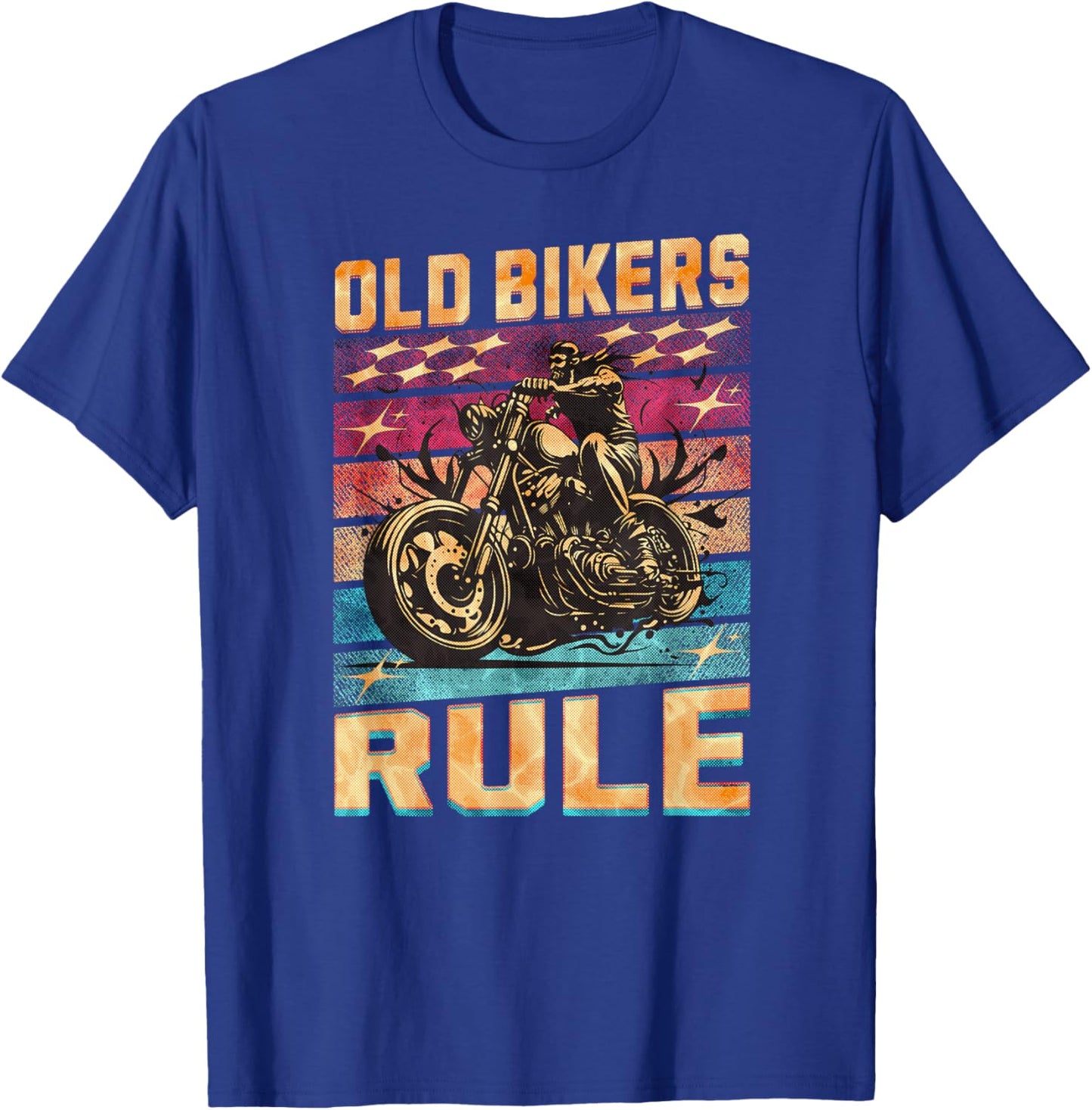 Old Bikers Rule Old Guys Motorcycle Biker T-Shirt - T-Shirt | Royal