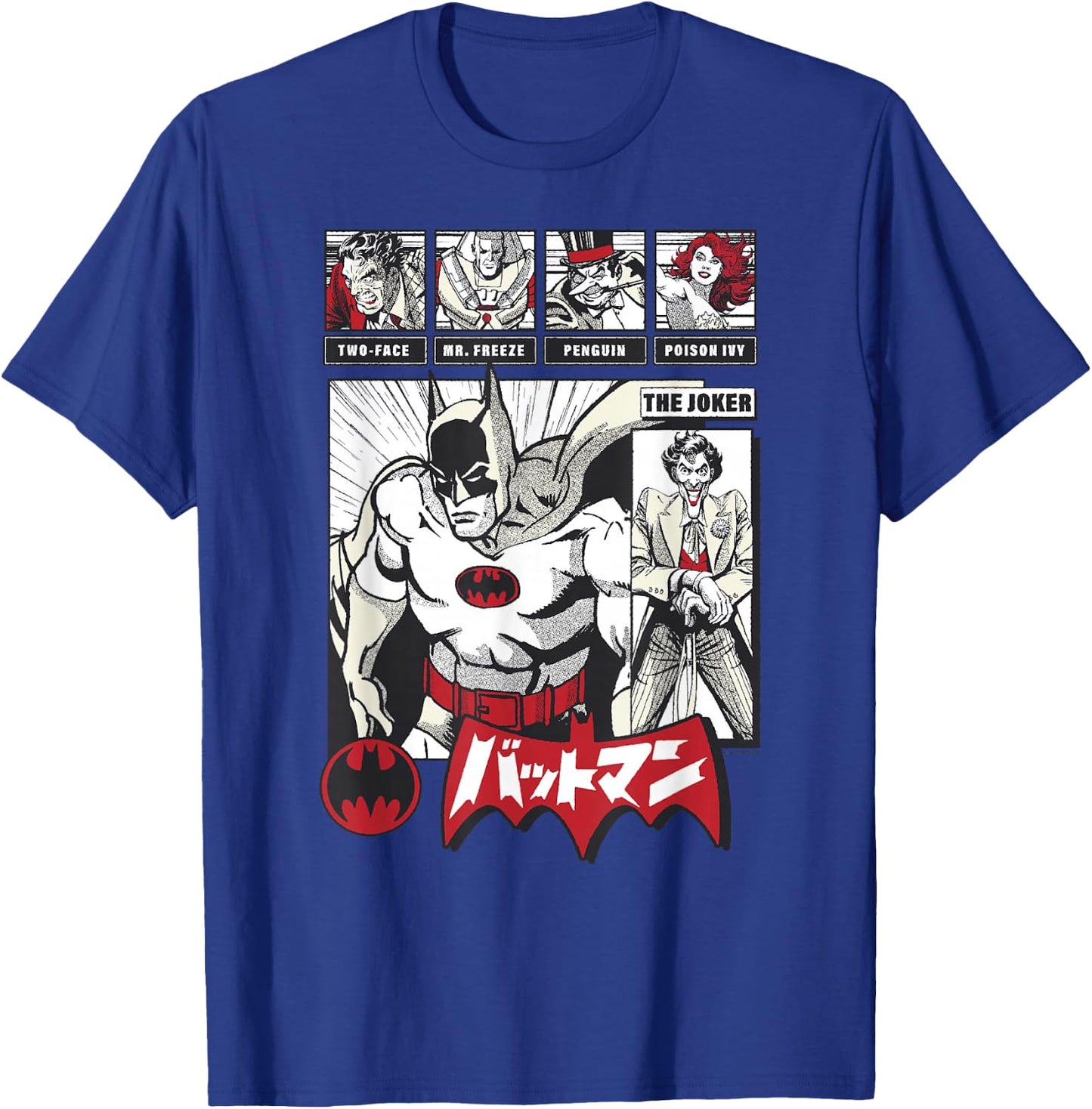 DC Comics Batman Group Shot Japanese Vintage Comic Panel T-Shirt - T-Shirt | Royal