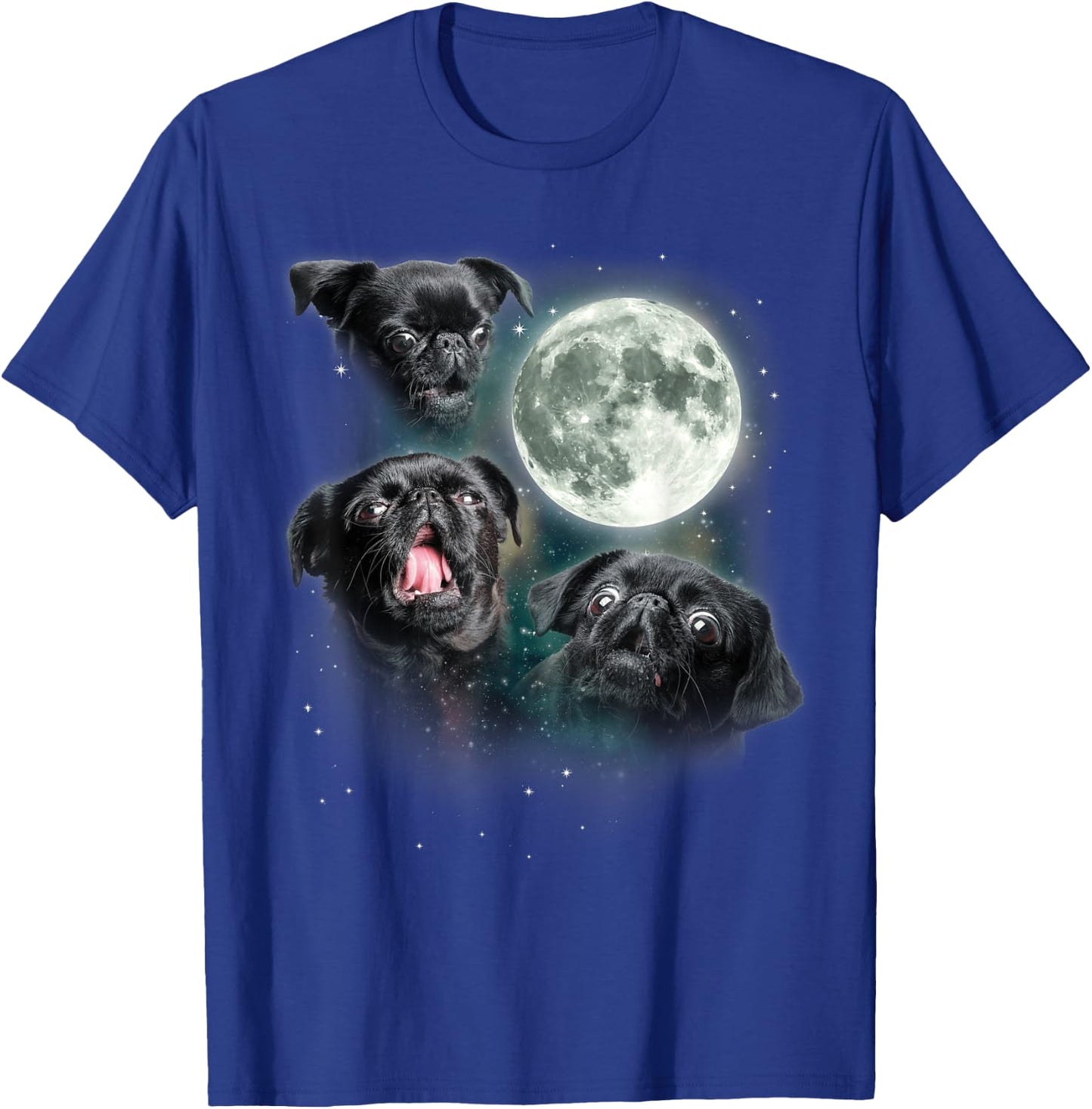 Brussels Griffon Moon | Three Howling Brabancon Funny 3 Dog T-Shirt - T-Shirt | Royal
