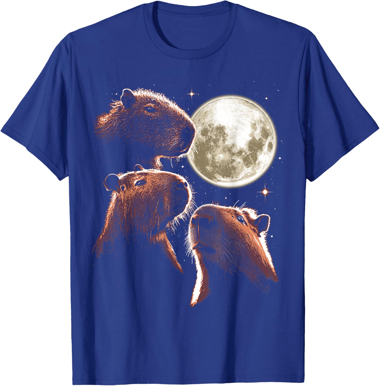 Three Capybara Moon Funny Capybara Meme Mystical Capybara T-Shirt - T-Shirt | Royal