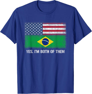 Usa Brazil Brazilian American Flag Dual Citizen Citizenship Kids Men T-Shirt - T-Shirt | Royal