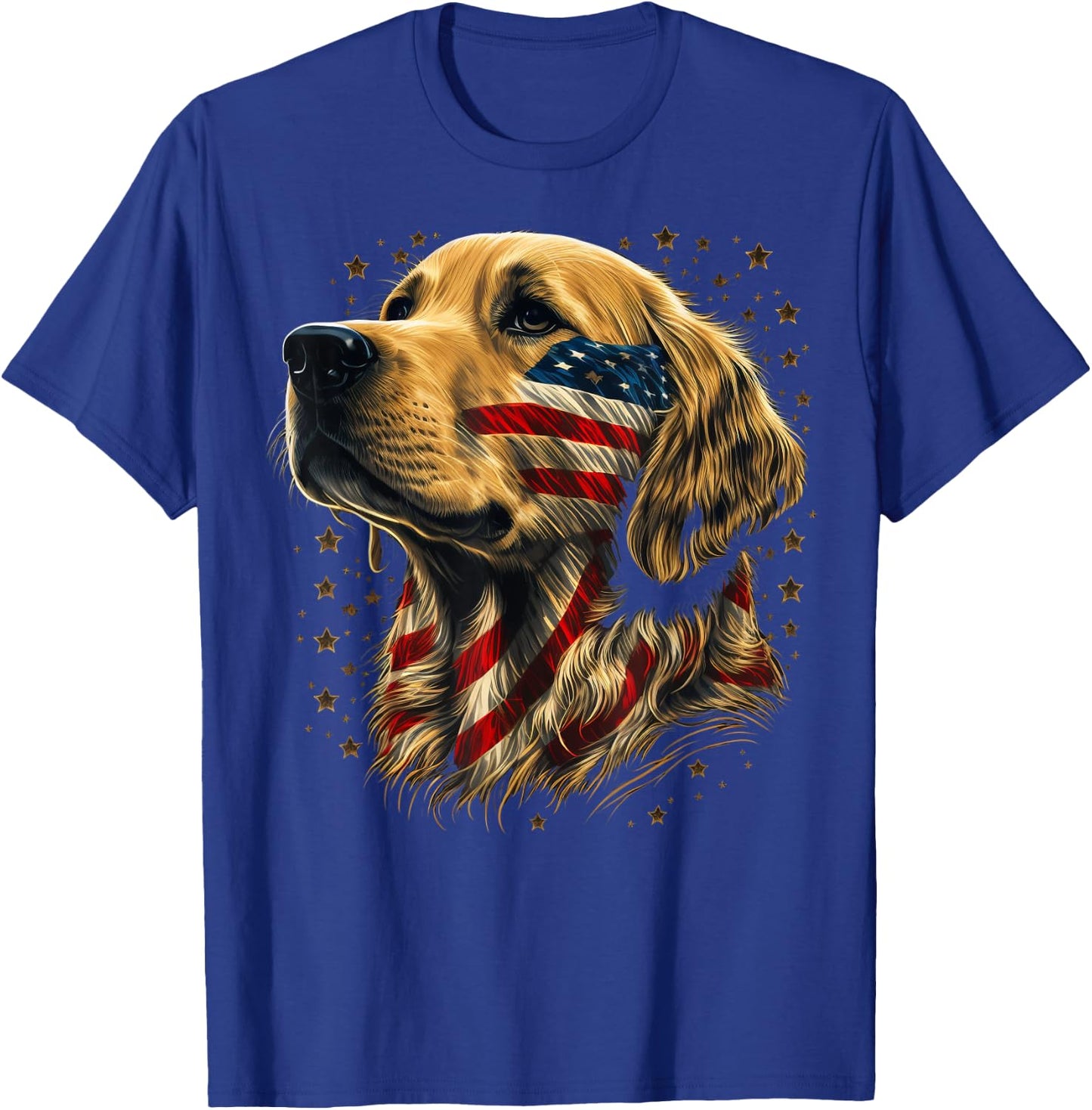 USA 4th Of July Goldie Patriotic American Golden Retriever T-Shirt - T-Shirt | Royal