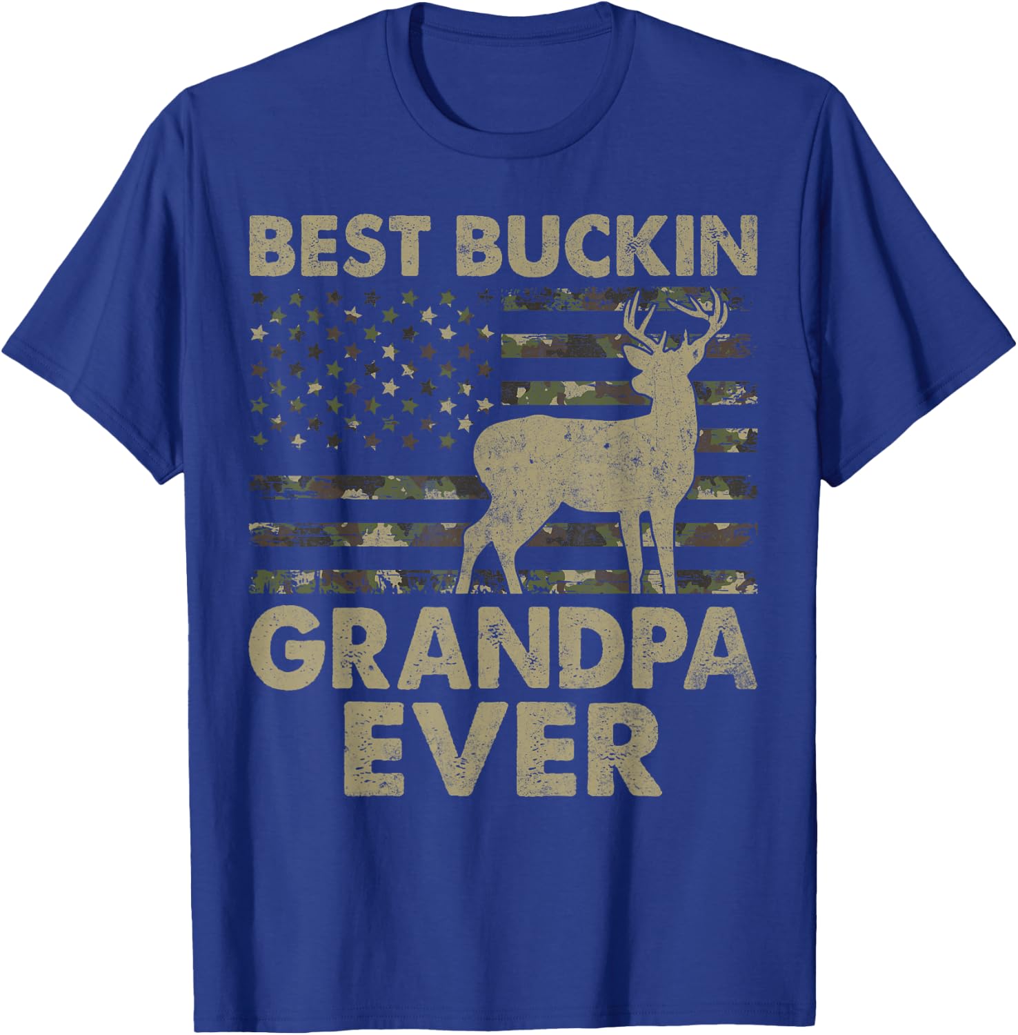 USA Flag Best Bucking Grandpa Ever Hunting Grandpa T-Shirt - T-Shirt | Royal