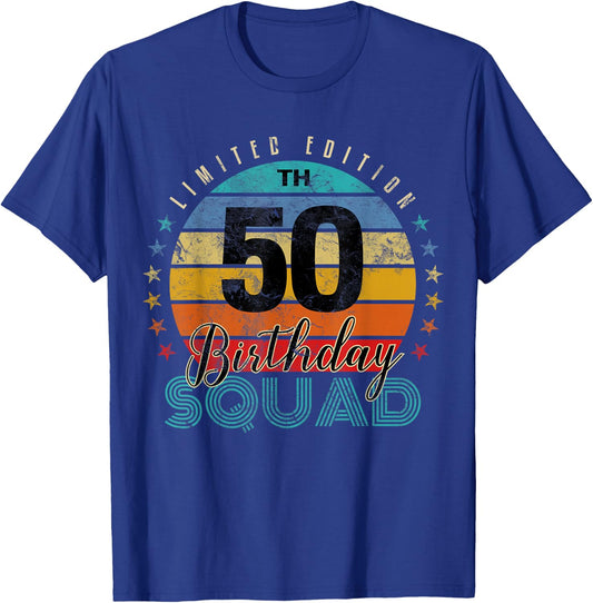 50 Year Old Birthday Squad Vintage 50th B-Day Group Friends T-Shirt - T-Shirt | Royal