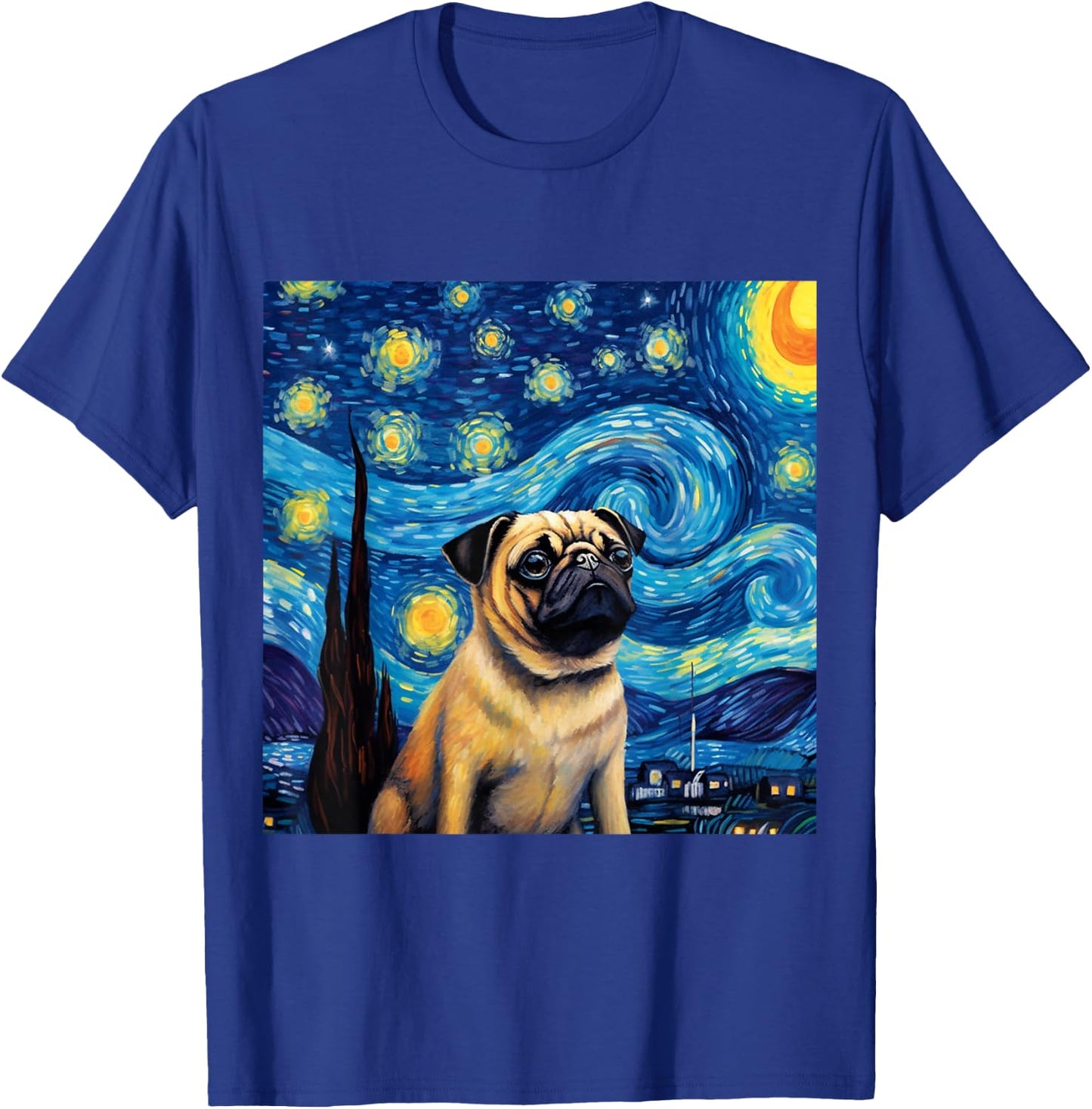 Pug Starry Night - Pug T-Shirt - T-Shirt | Royal