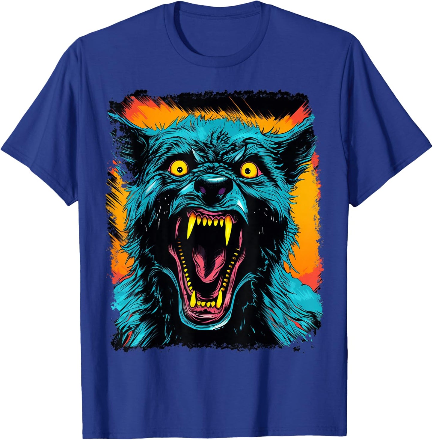 FrightNightFits Werewolf Halloween Graphic - Black, -Adults & Kids, Short Sleeve, Small T-Shirt - T-Shirt | Royal