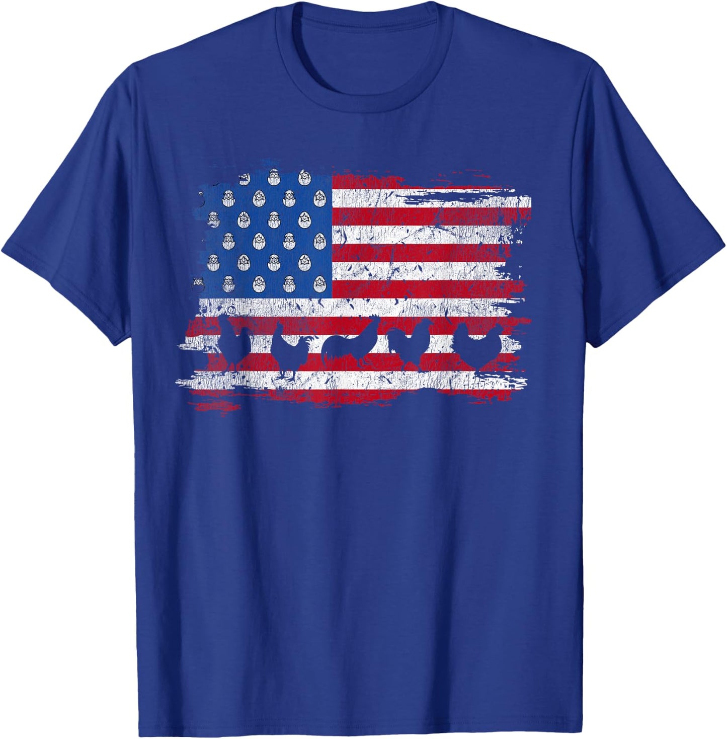 American Flag Chicken 4th Of July Farmer Farming Patriotic T-Shirt - T-Shirt | Royal