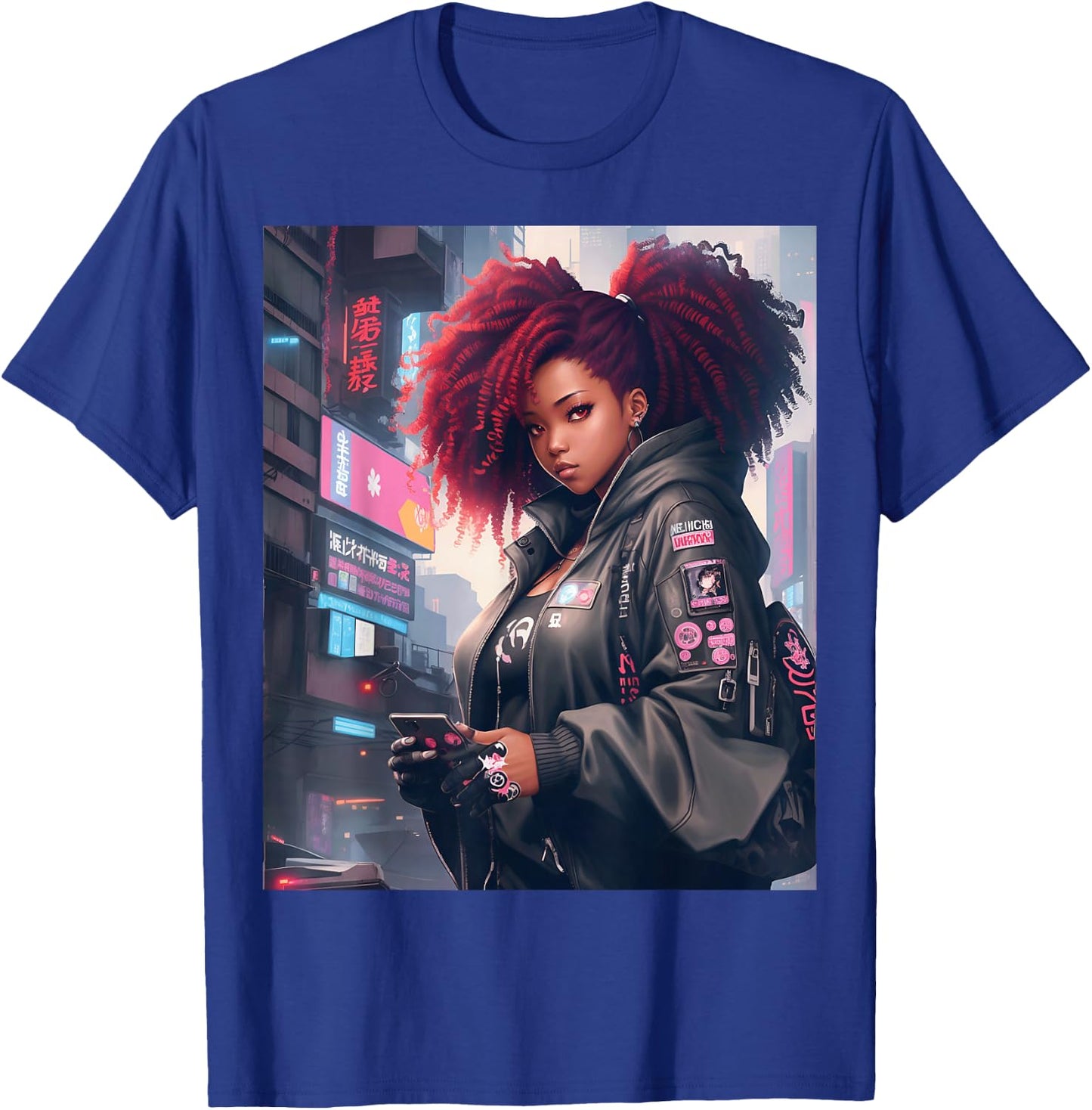 Black Anime Girl Kawaii Waifu Aesthetic T-Shirt - T-Shirt | Royal