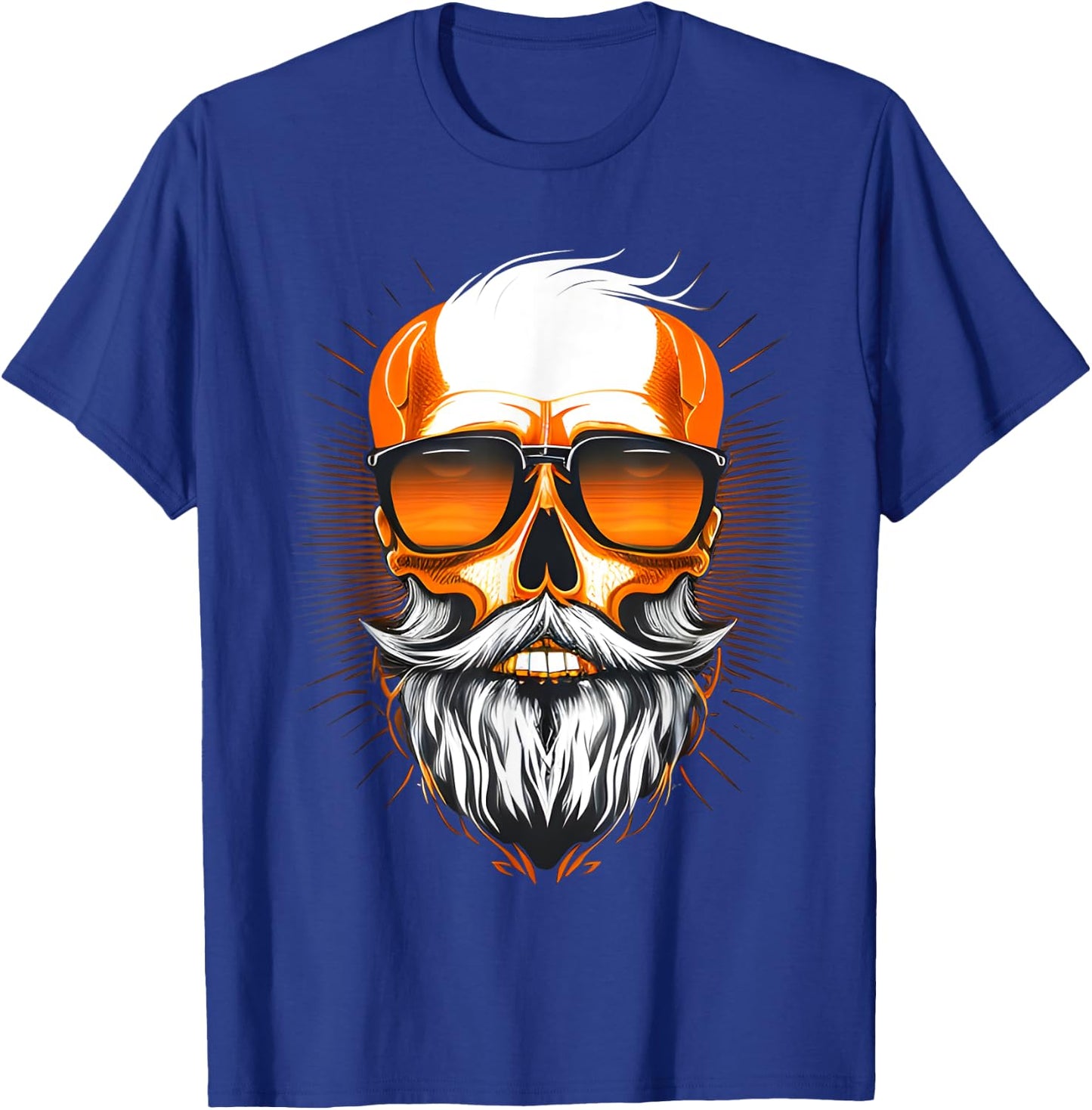 Vintage Rebel: Cool Old Man Skull with Beard Men Women T-Shirt - T-Shirt | Royal