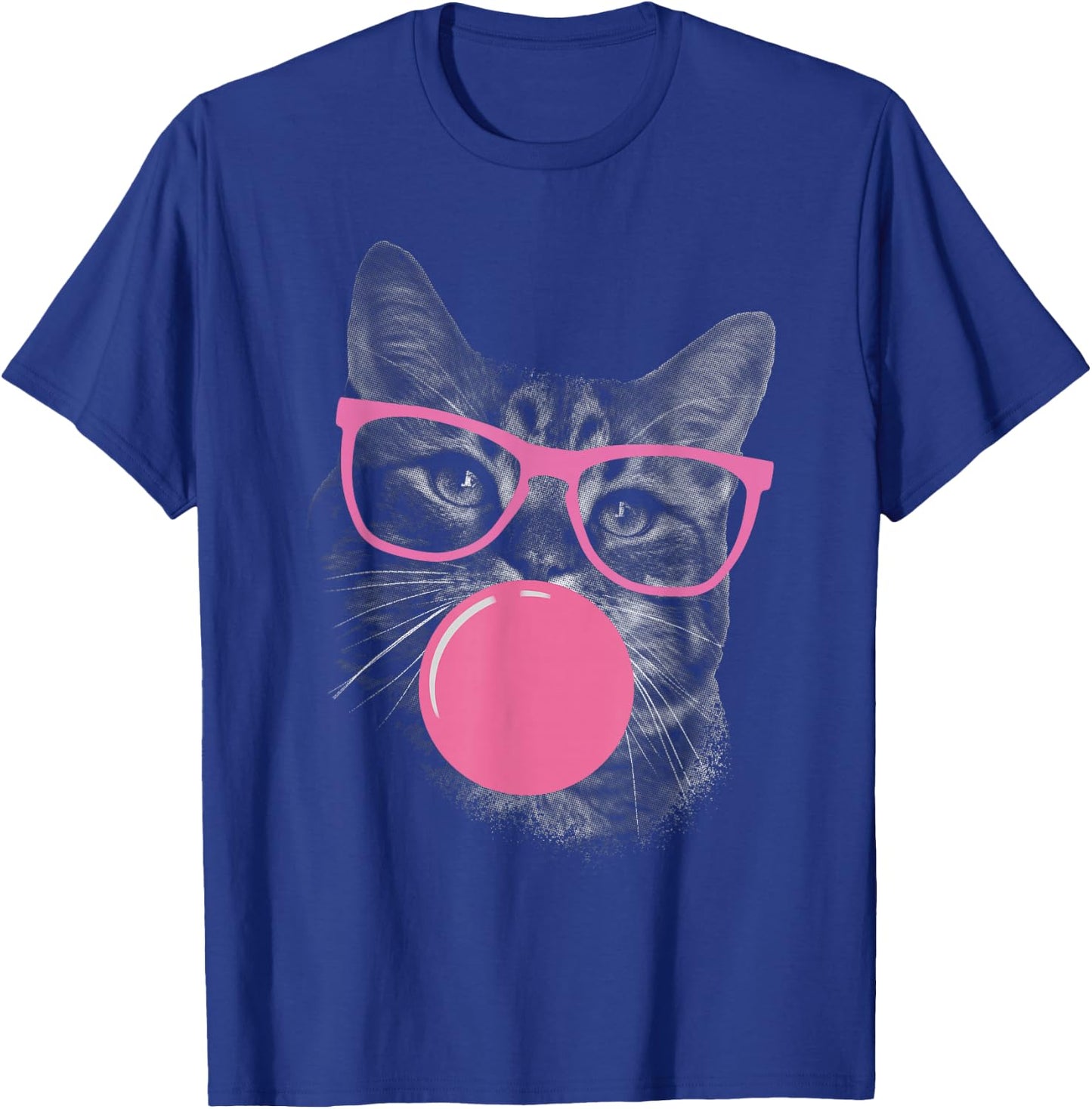 Cute Cat Face Eating Gum and Makes A Bubble Funny Cat Women T-Shirt - T-Shirt | Royal
