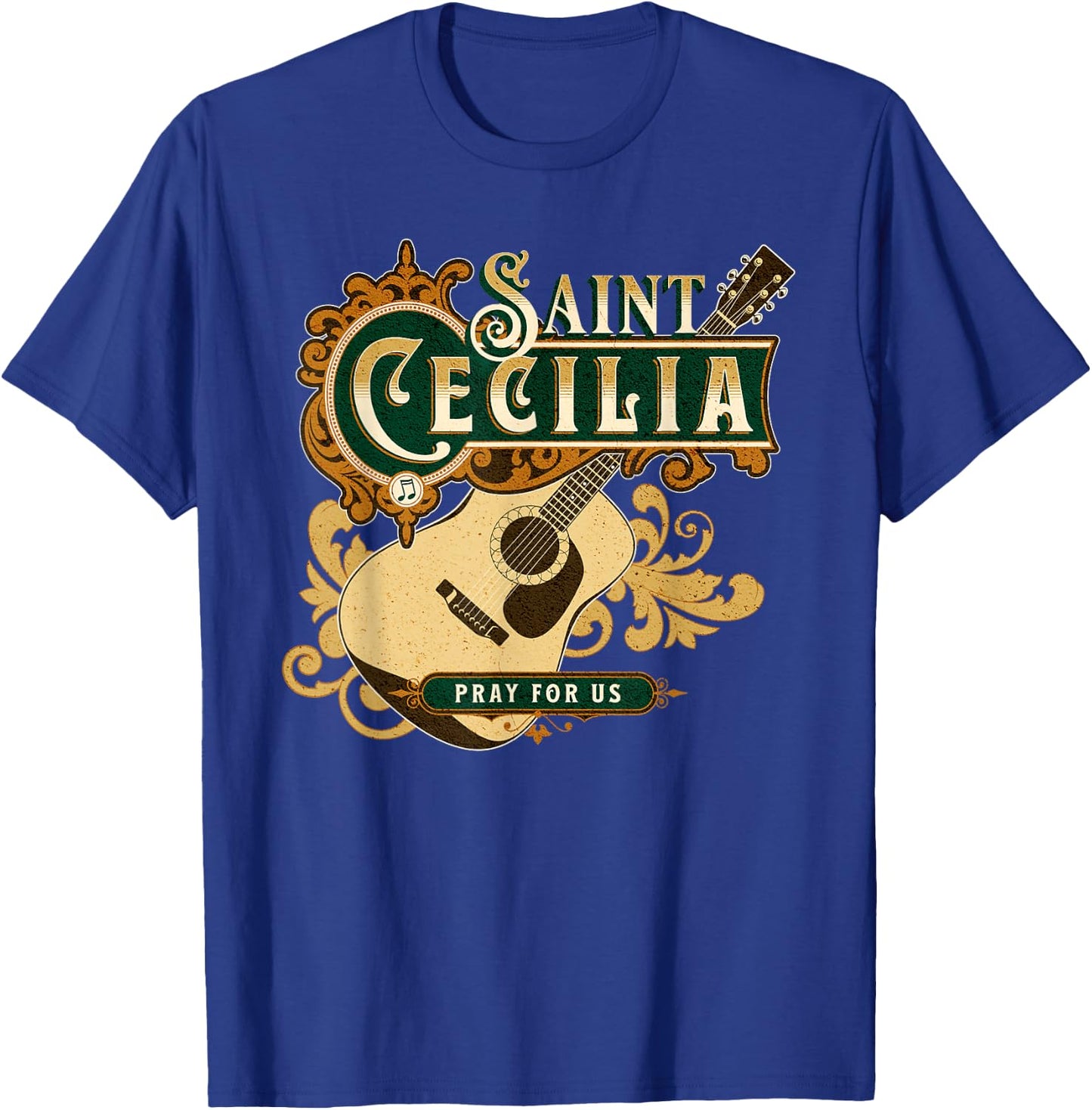 St Cecilia of Rome Patron Saint of Music Catholic Guitar T-Shirt - T-Shirt | Royal