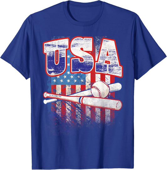 Baseball Shirt American Sport Fan USA Flag 2026 T-Shirt - T-Shirt | Royal