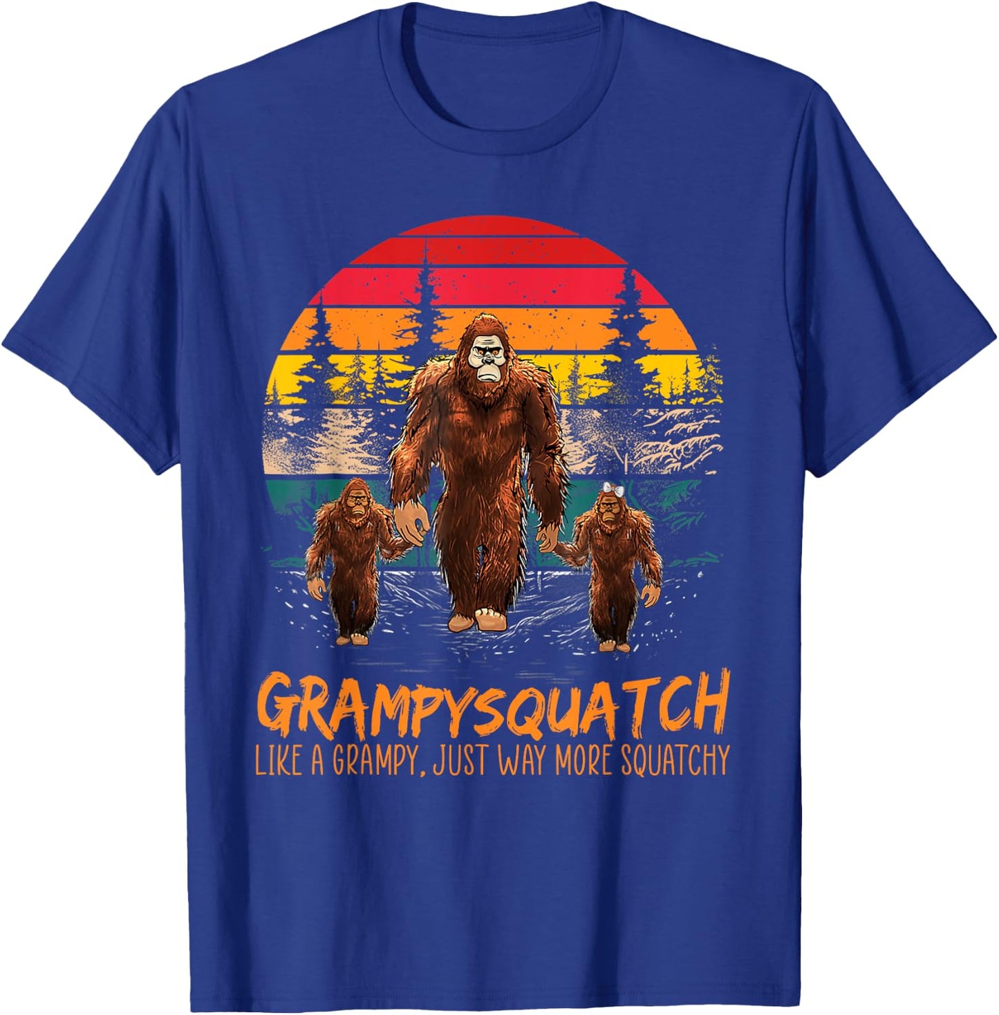 Grampy Squatch Like A Grandpa Just Way More Squatchy Retro T-Shirt - T-Shirt | Royal