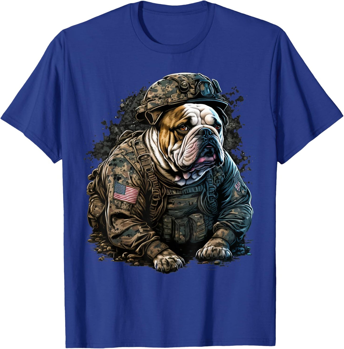 Soldier Bulldog Army Military Bulldog T-Shirt - T-Shirt | Royal