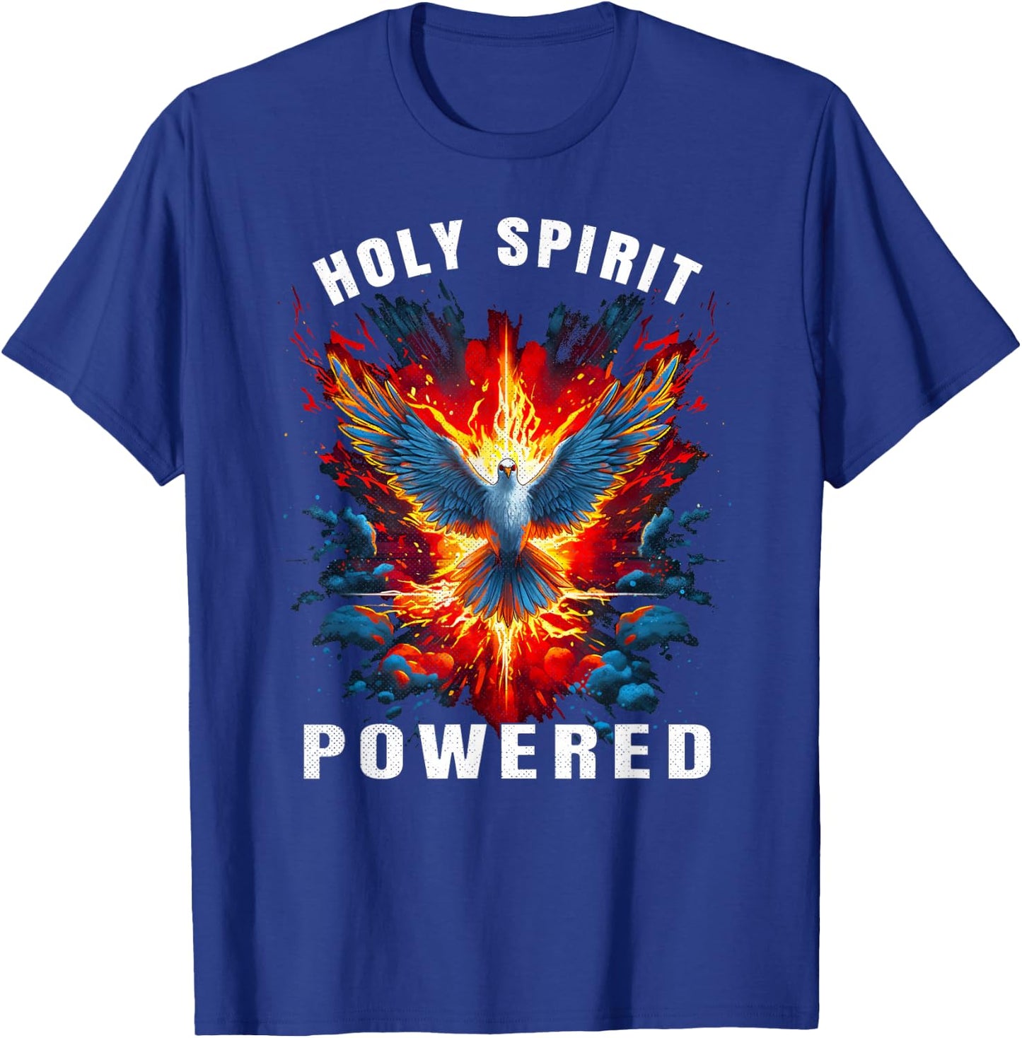 Holy Spirit Powered Dove With Fire Christian Men And Women T-Shirt - T-Shirt | Royal