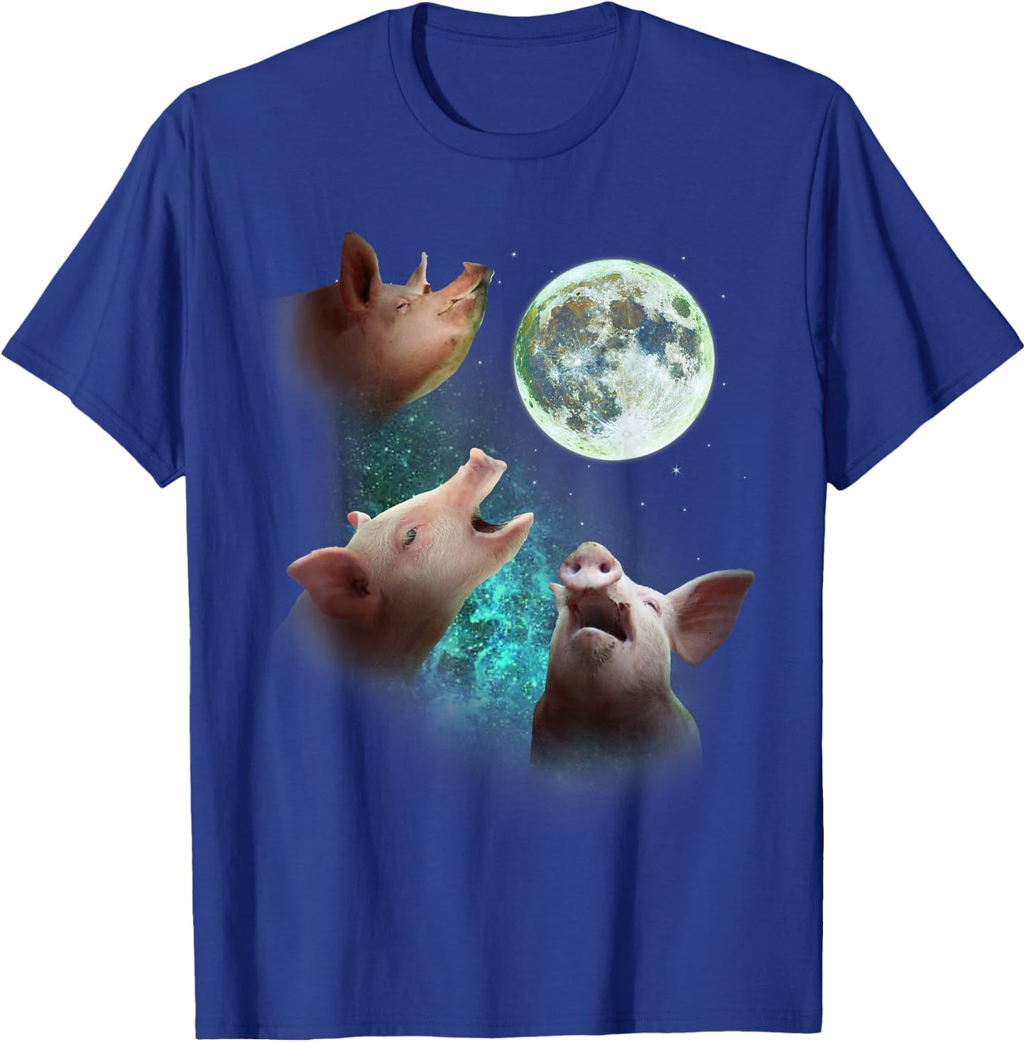 Three Farm Pigs Howl At Moon 3 Wolfs Wolves Funny Parody T-Shirt - T-Shirt | Royal