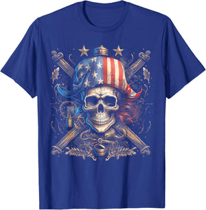 Pirate 4th of July American Flag USA America Funny T-Shirt - T-Shirt | Royal