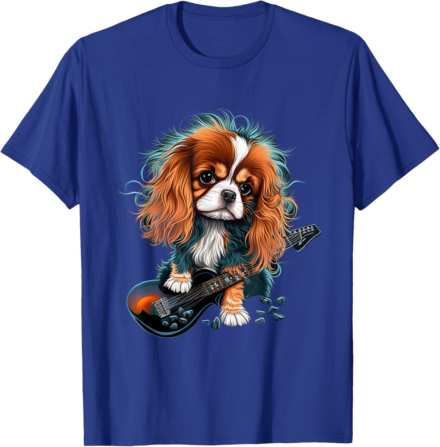 Funny Cavalier King Charles Spaniel Cute Ronk Roll Rocker Women Girls Kids T-Shirt - T-Shirt | Royal