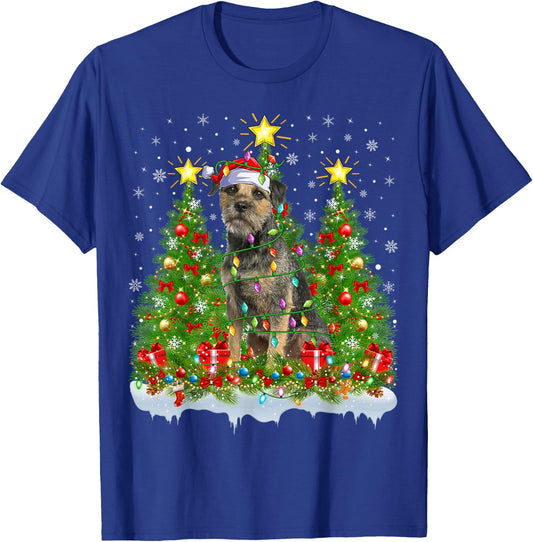 Xmas Tree Decoration Santa Border Terrier Dog Christmas T-Shirt - T-Shirt | Royal