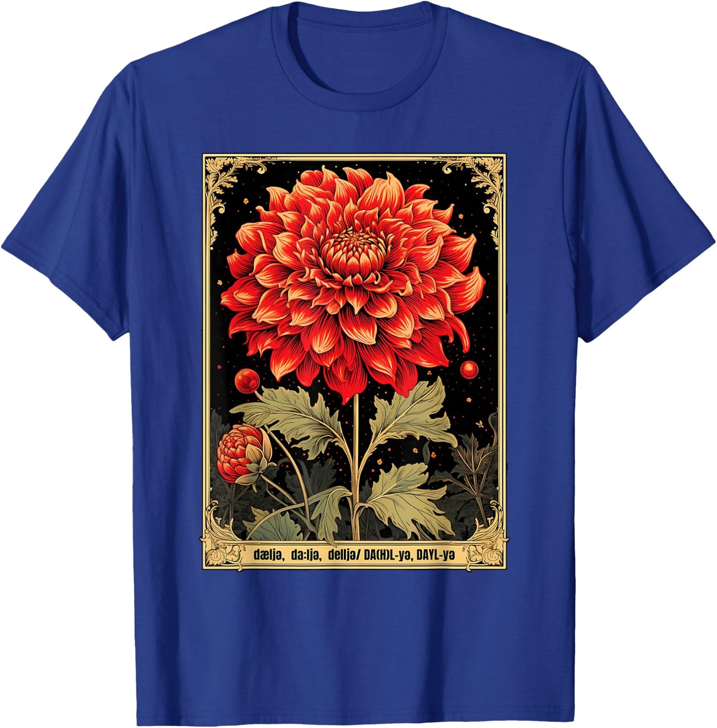 Vintage Dahlias T-Shirt - T-Shirt | Royal