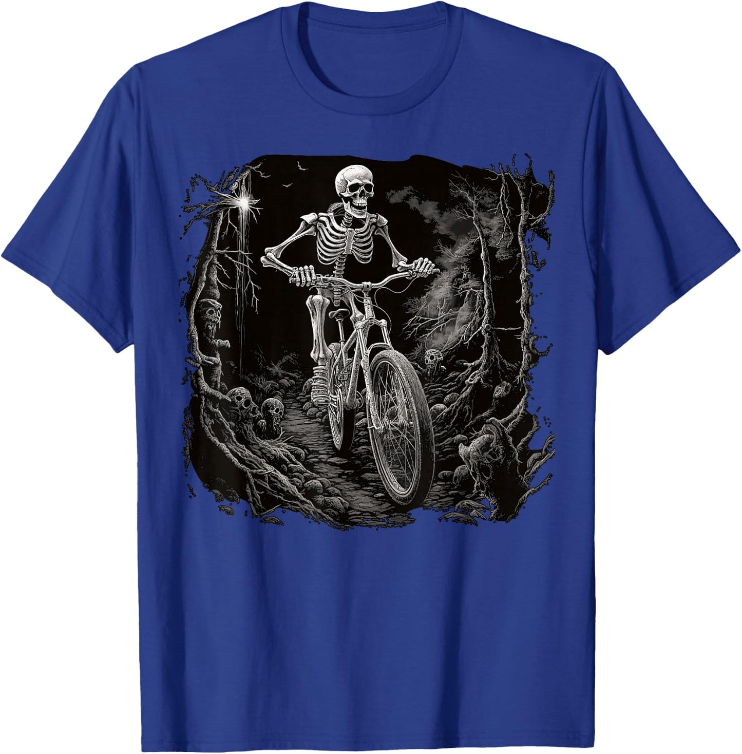 Cycling Skeleton Mountain MTB Bike Cyclist Skeleton T-Shirt - T-Shirt | Royal