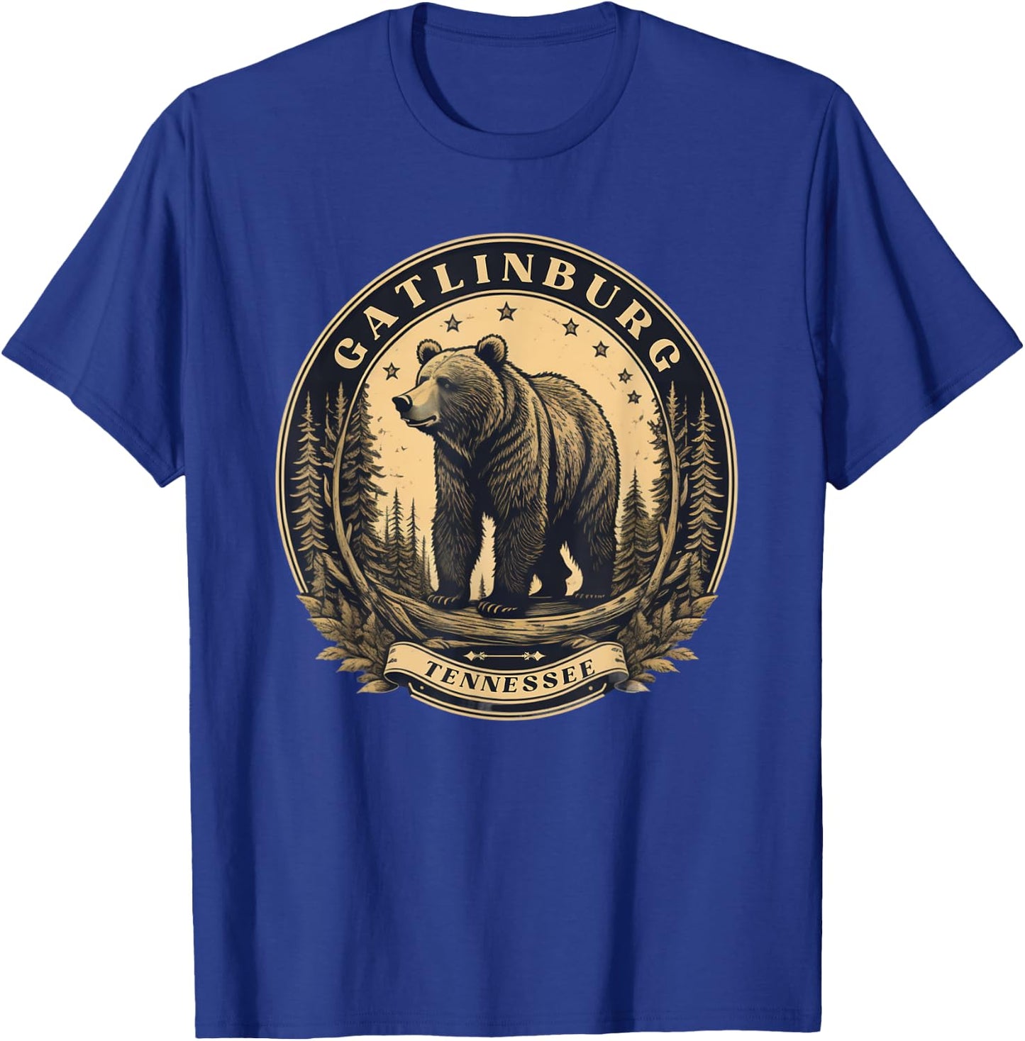 Vintage Gatlinburg mountain Tennessee with bear T-Shirt - T-Shirt | Royal