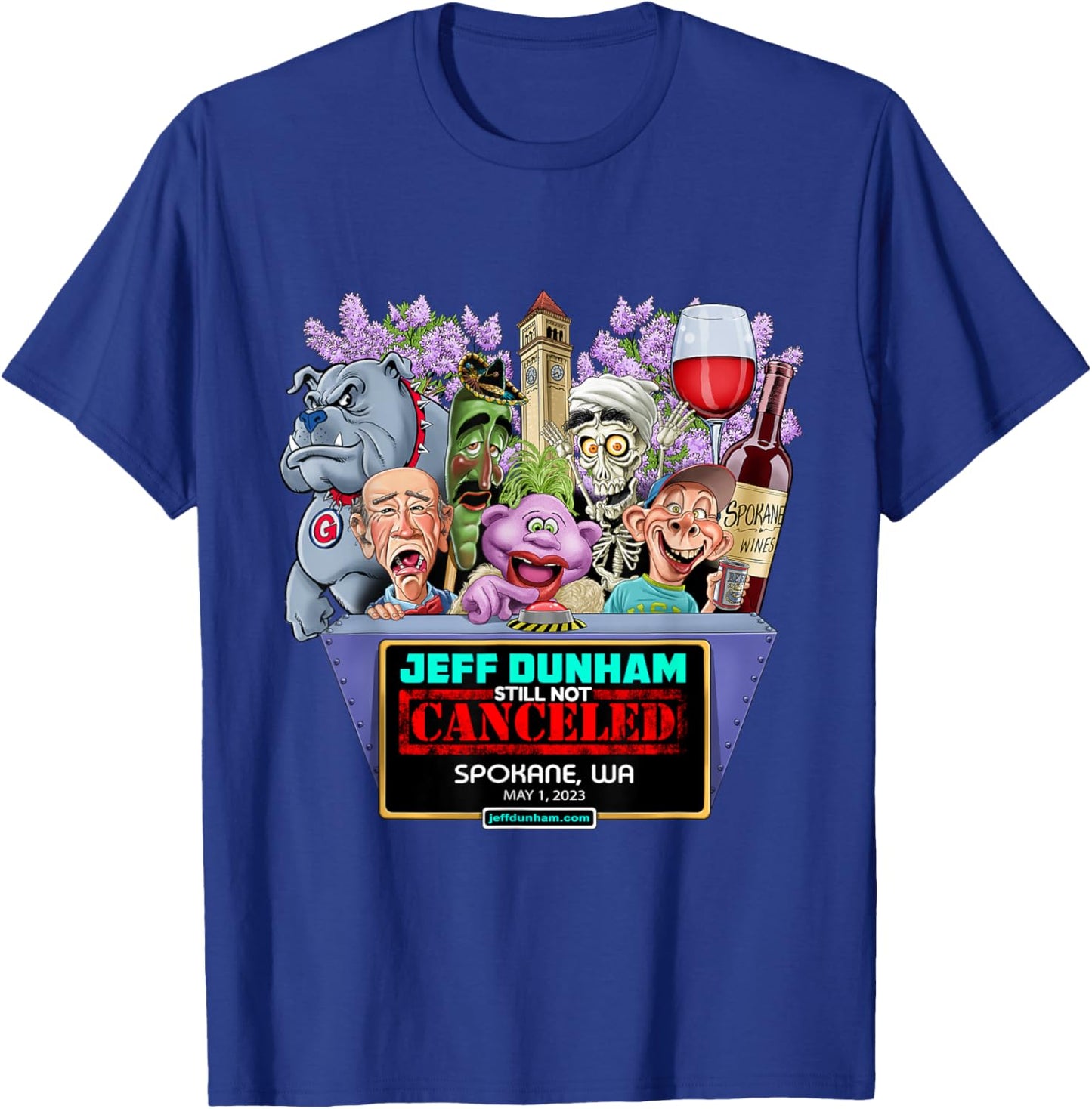 Jeff Dunham Spokane, WA (2023) T-Shirt - T-Shirt | Royal
